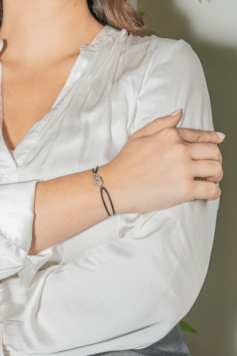 Dinh Van Bracelet Double cœur Or blanc Diamant - Maison Eloe