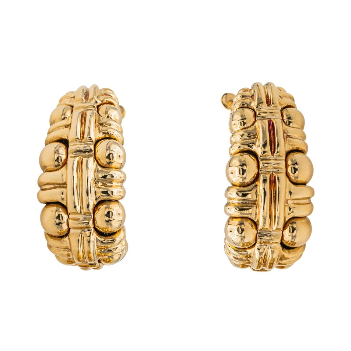 Boucheron Boucles d'oreilles Boules croisées Or jaune - Maison Eloe