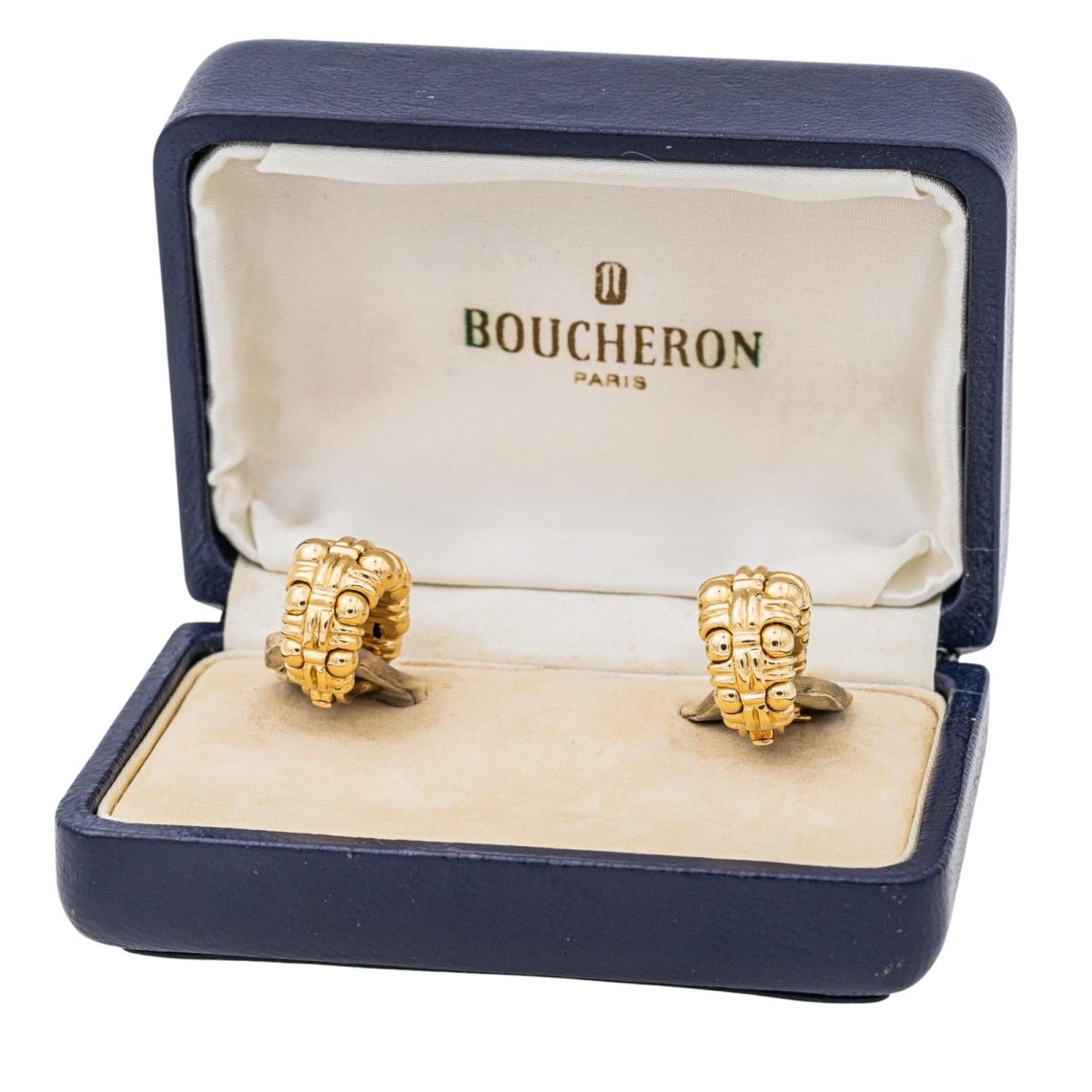 Boucheron Boucles d'oreilles Boules croisées Or jaune - Maison Eloe
