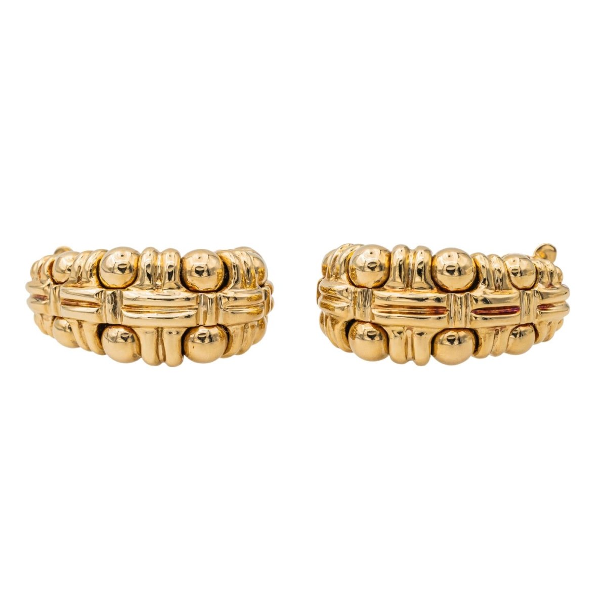 Boucheron Boucles d'oreilles Boules croisées Or jaune - Maison Eloe