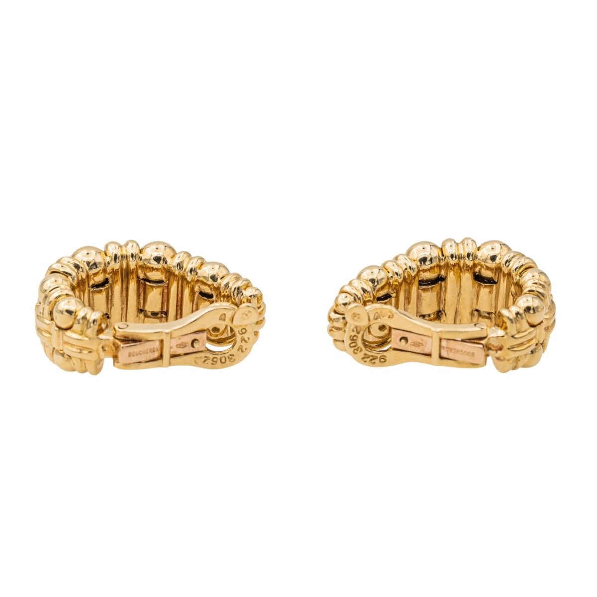 Boucheron Boucles d'oreilles Boules croisées Or jaune - Maison Eloe