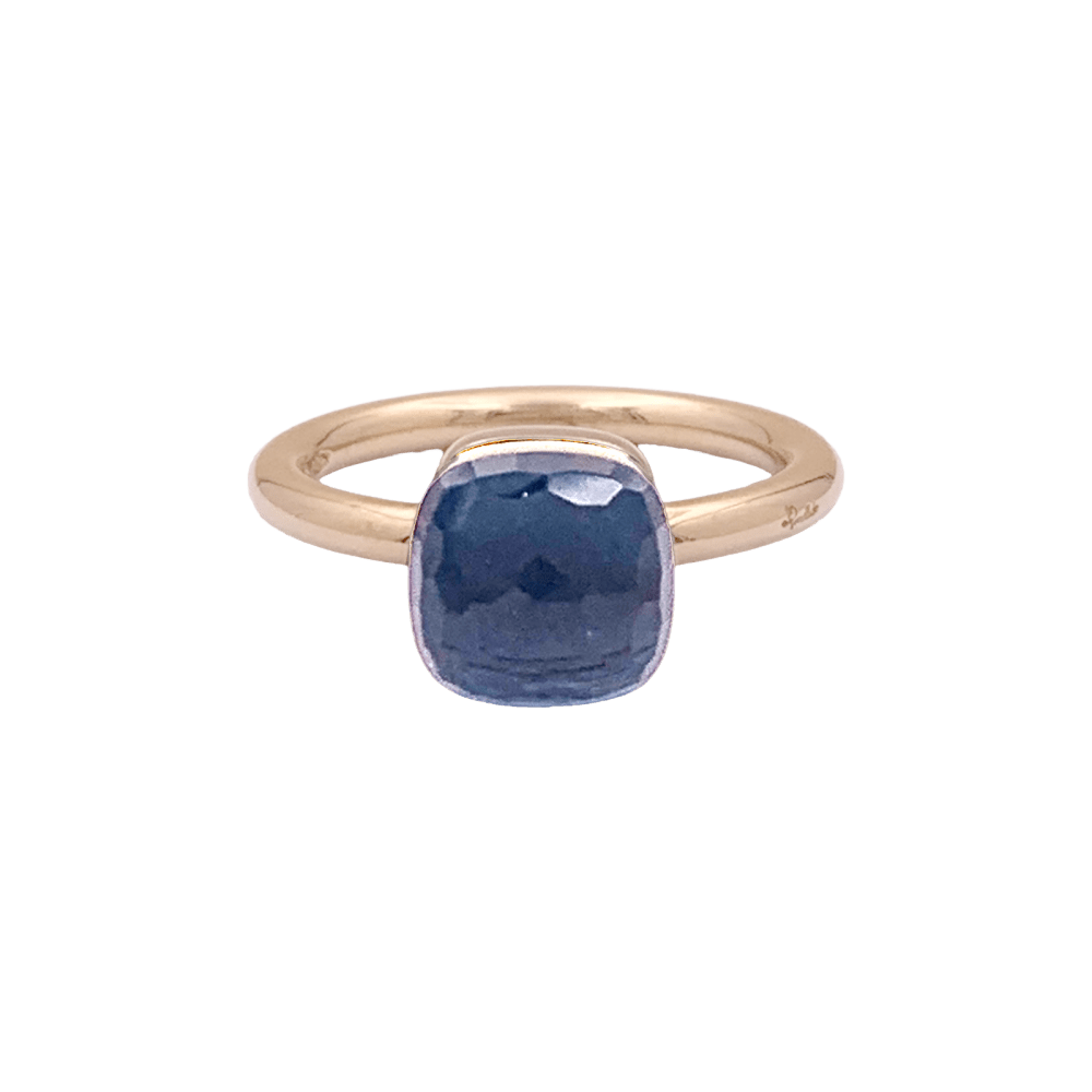 Bague Pomellato, « Nudo Petit», or blanc, or rose, topaze blue London.