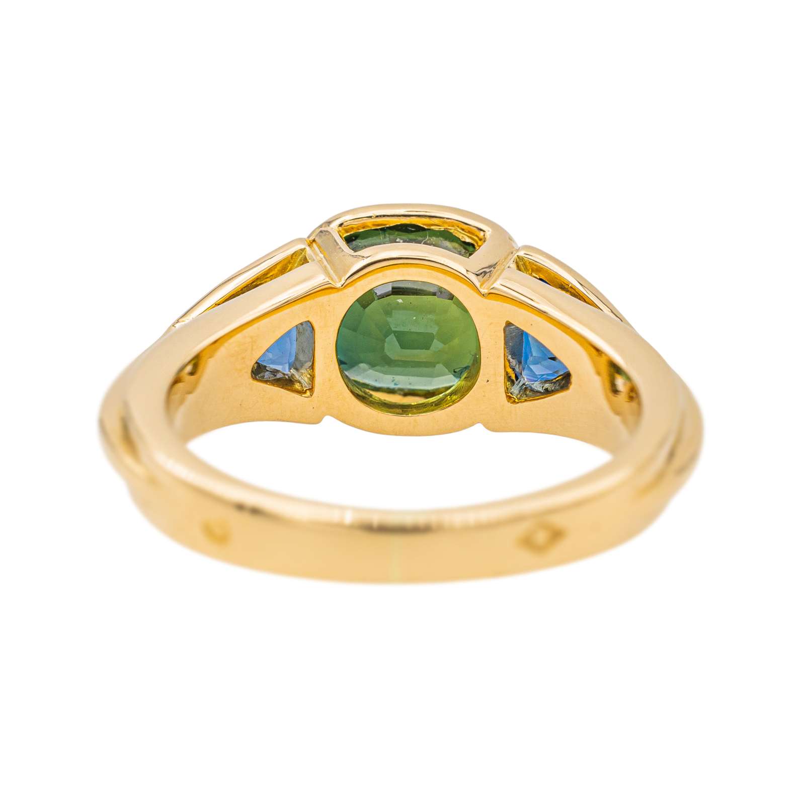Trilogy Ring Yellow Gold Green Sapphire