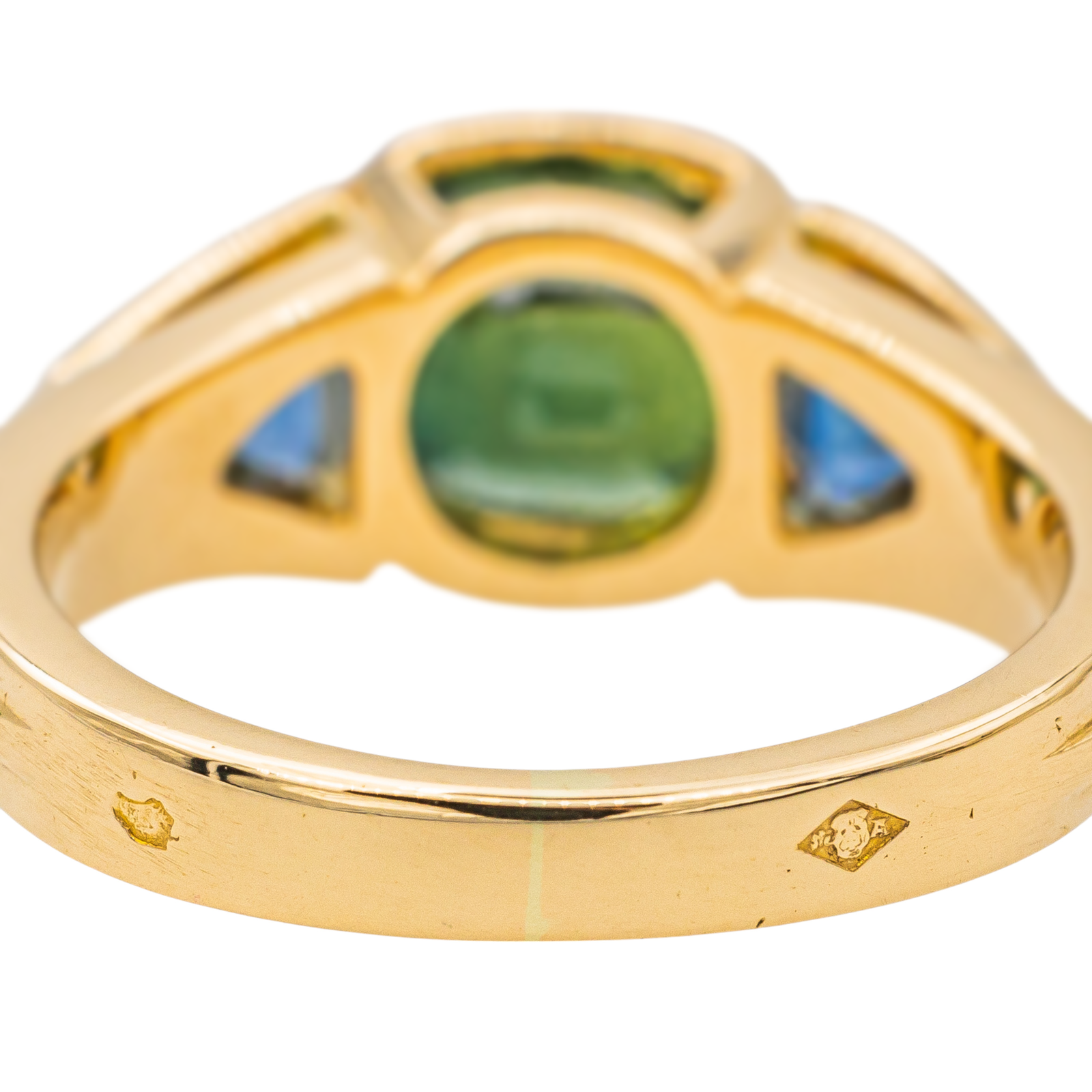 Trilogy Ring Yellow Gold Green Sapphire