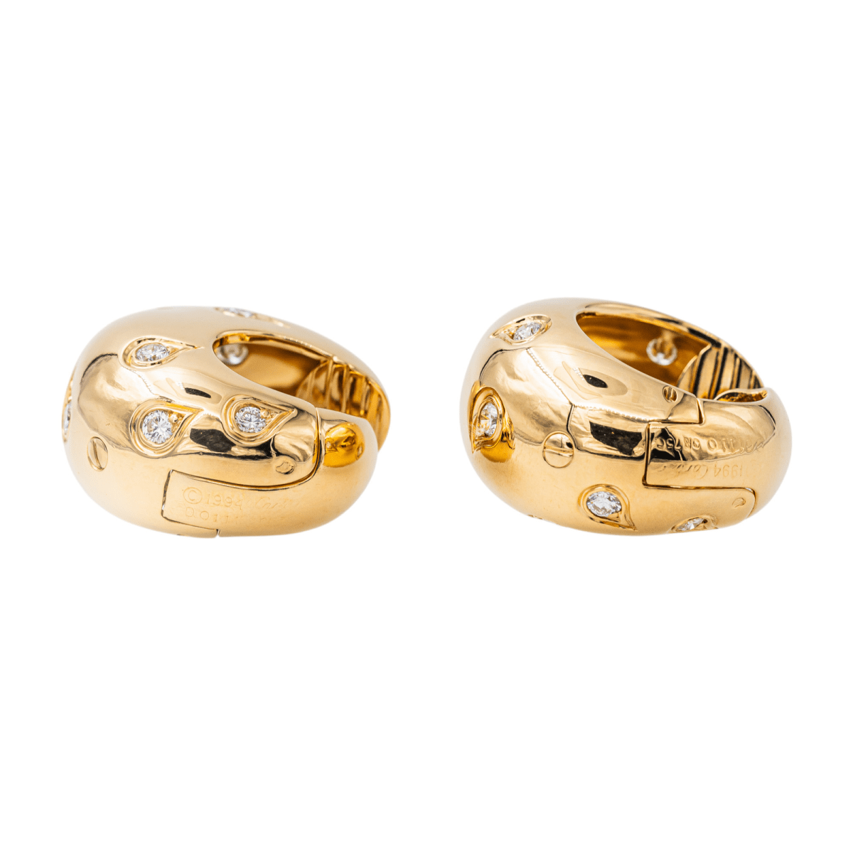 Cartier Boucles d'oreilles Créoles Or jaune Diamant - Maison Eloe