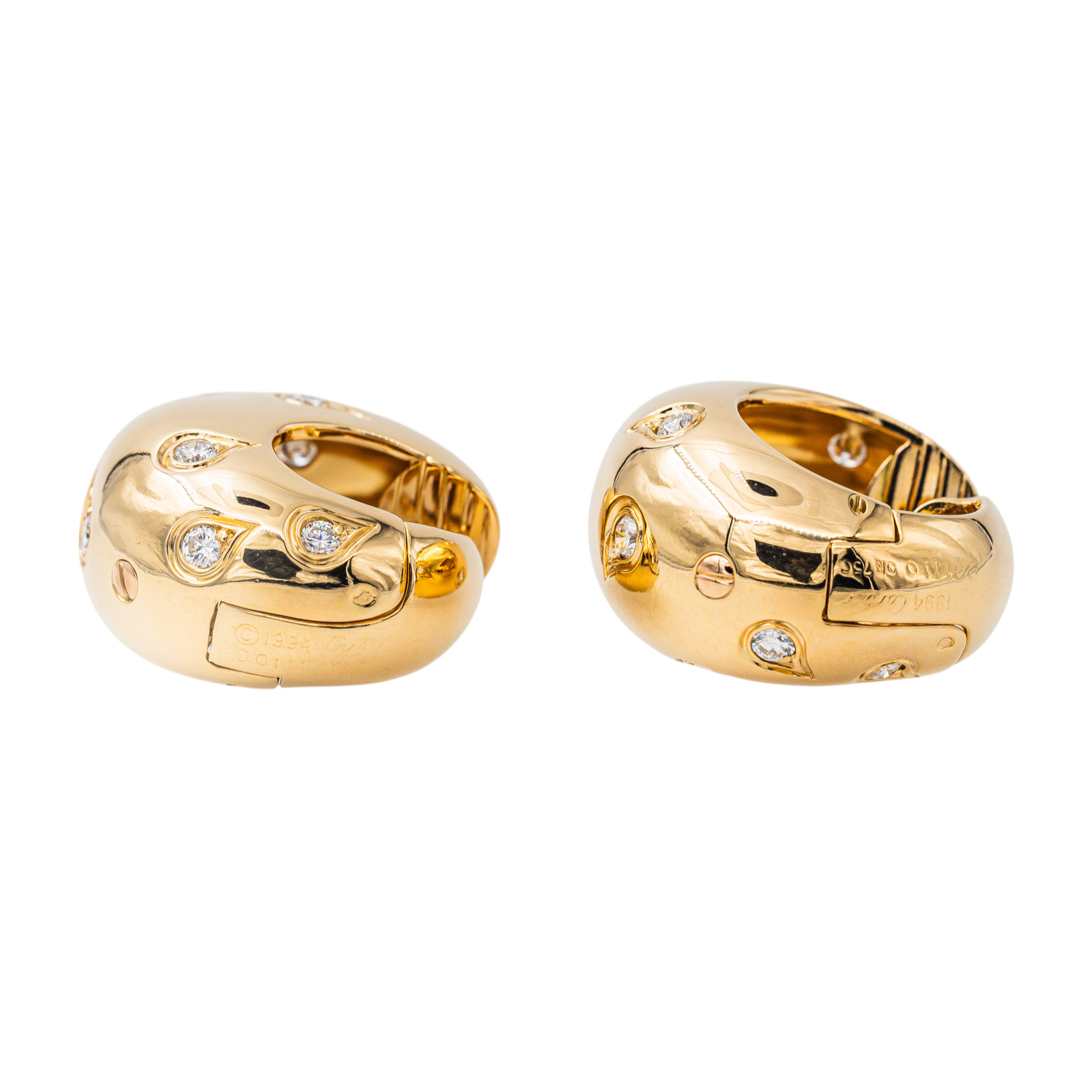 Cartier Yellow Gold Diamond Hoop Earrings