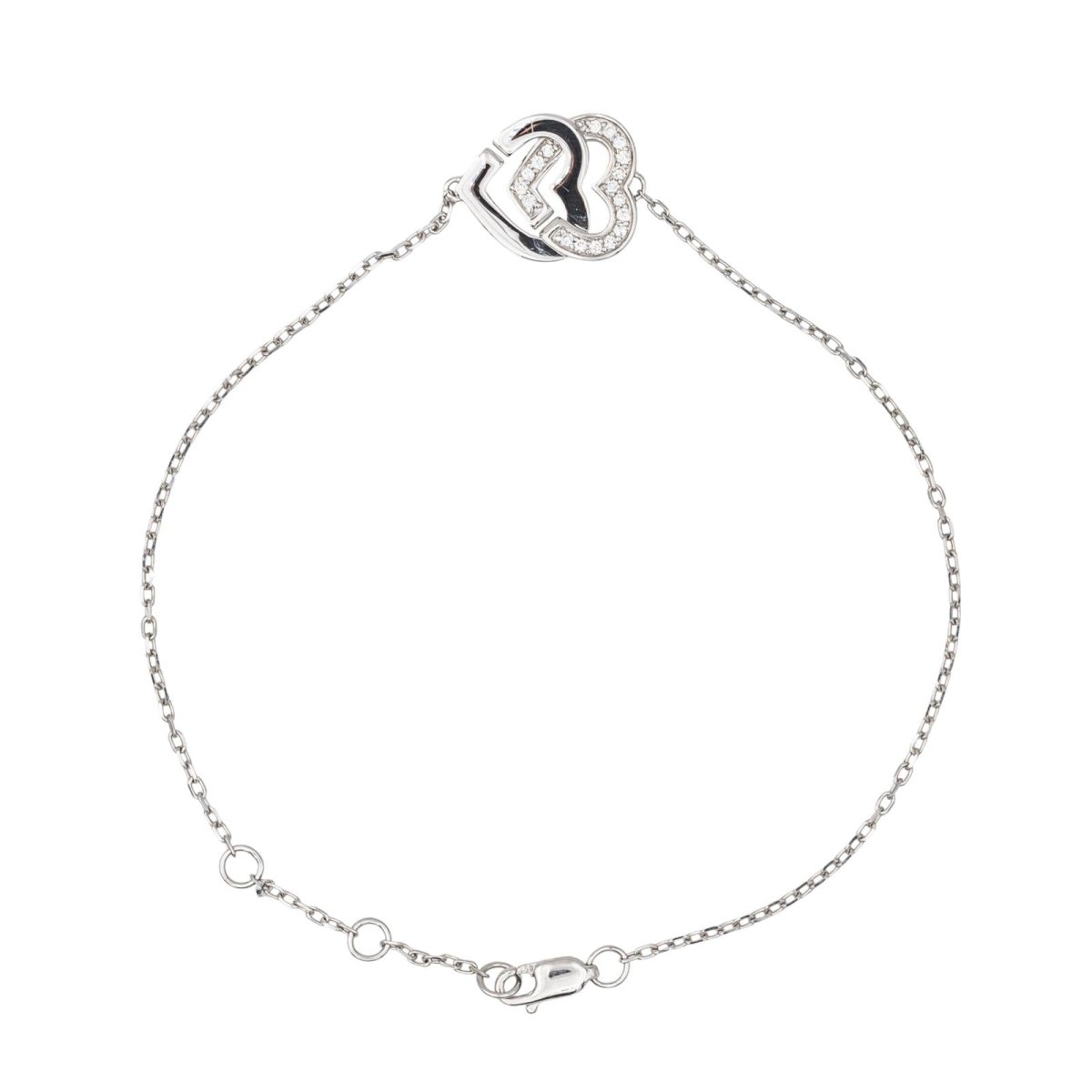 Dinh Van Bracelet Double cœur Or blanc Diamant - Maison Eloe