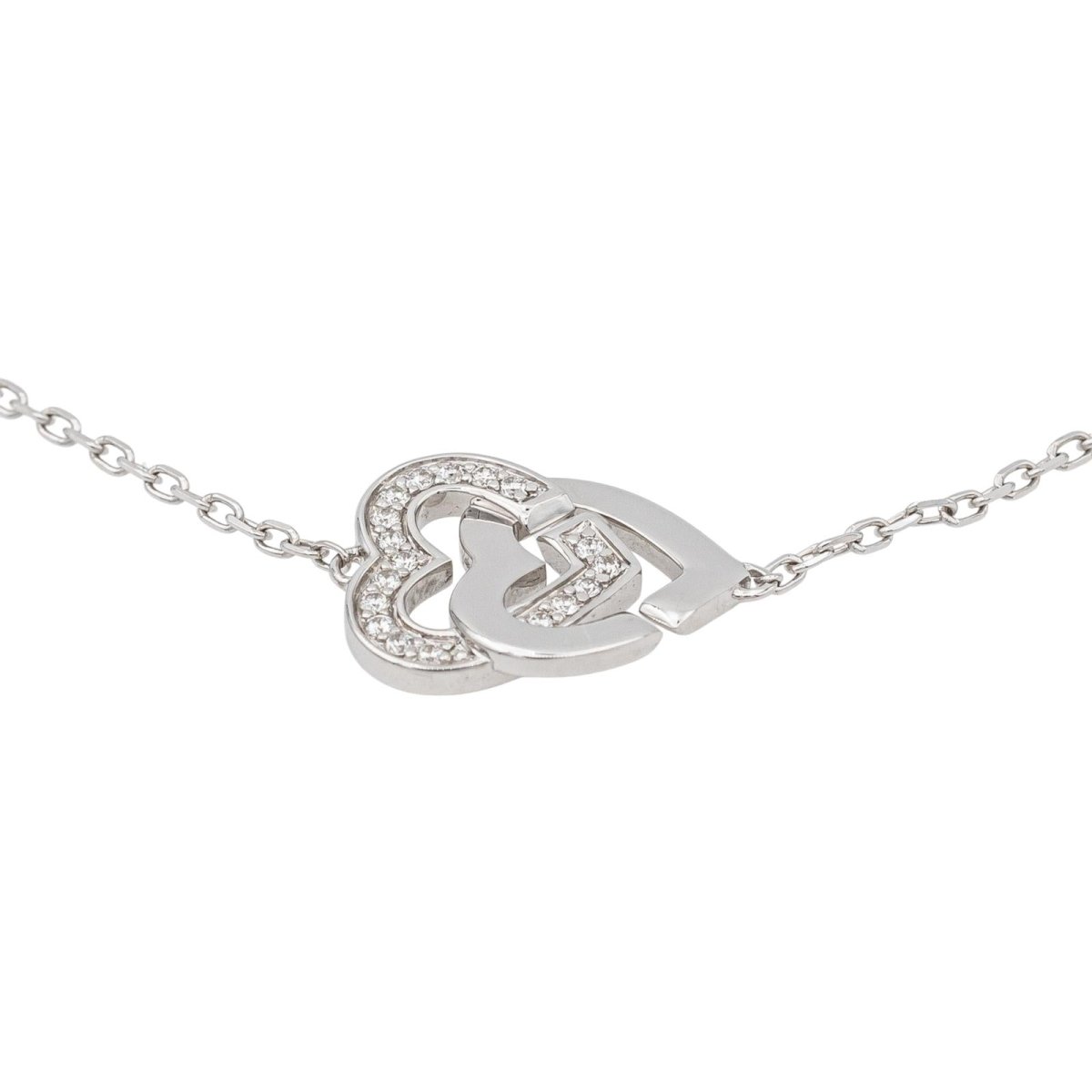 Dinh Van Bracelet Double cœur Or blanc Diamant - Maison Eloe