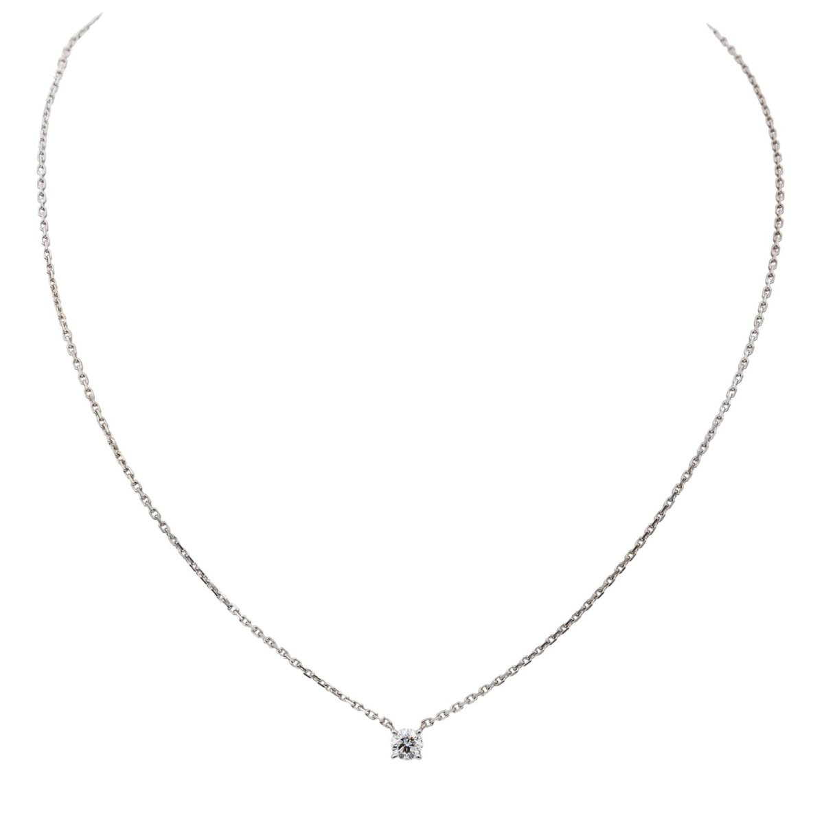 Cartier Collier Solitaire 1895 Or blanc Diamant - Maison Eloe
