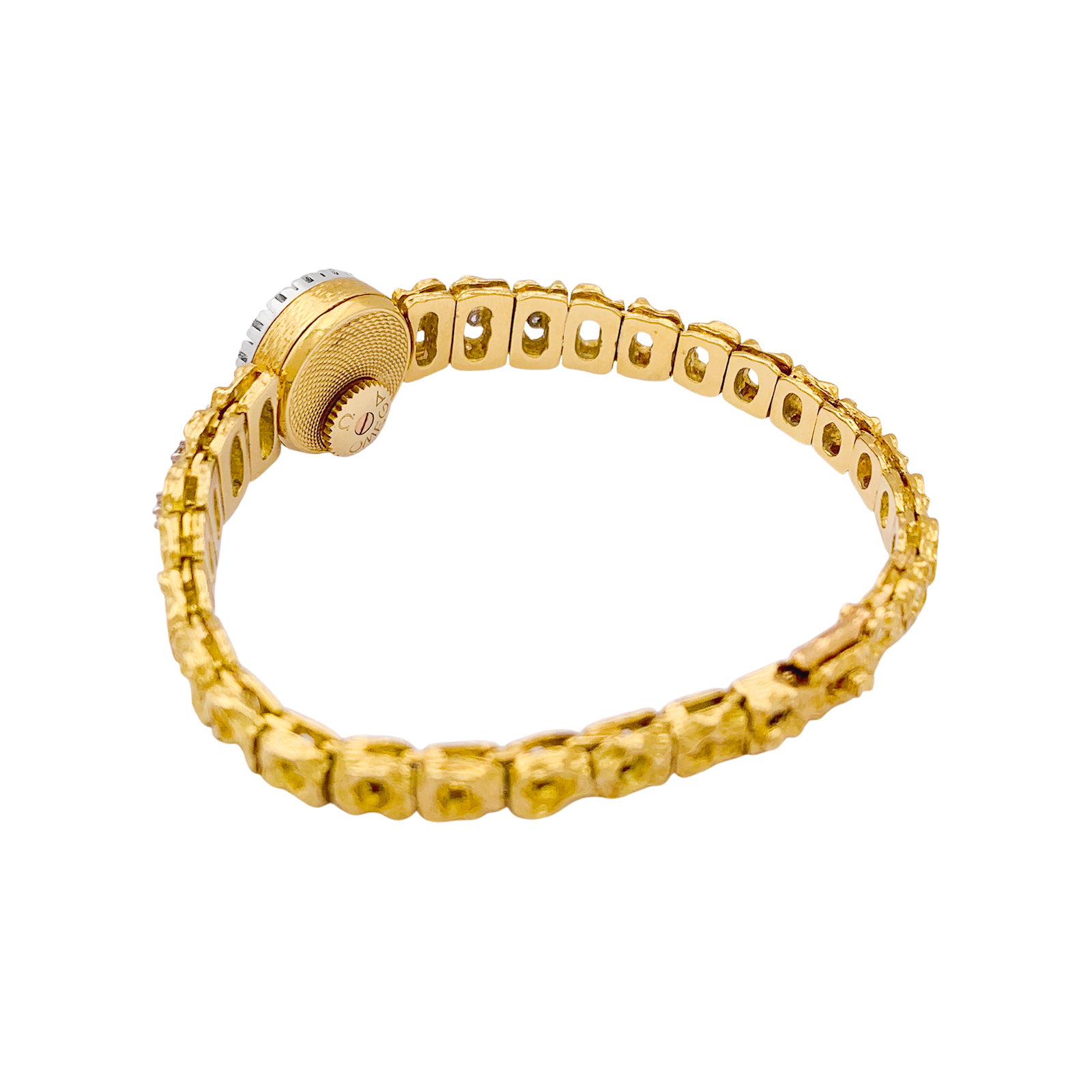 Montre de dame Omega vintage, deux ors, diamants.