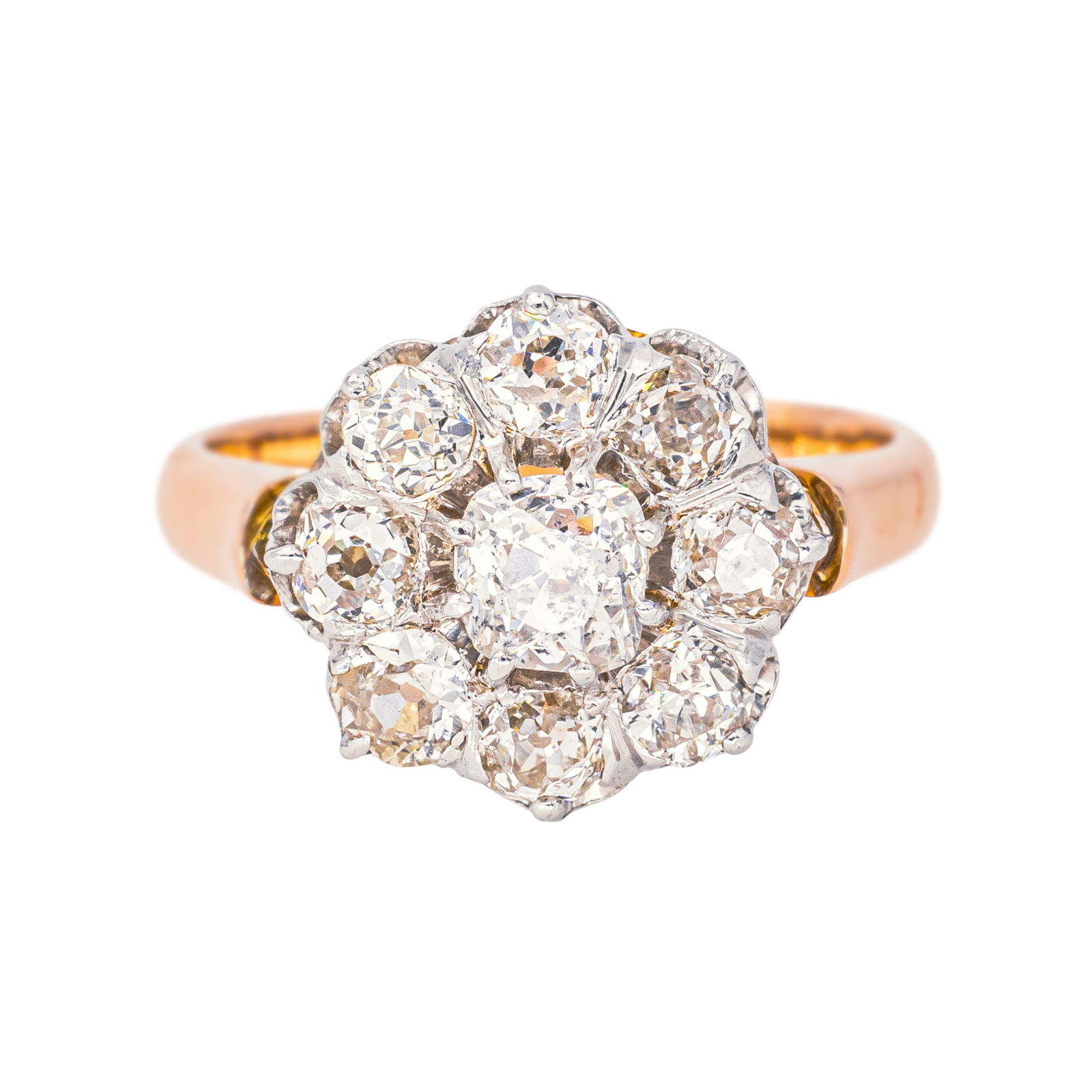 Bague Marguerite Or rose, Platine Diamant