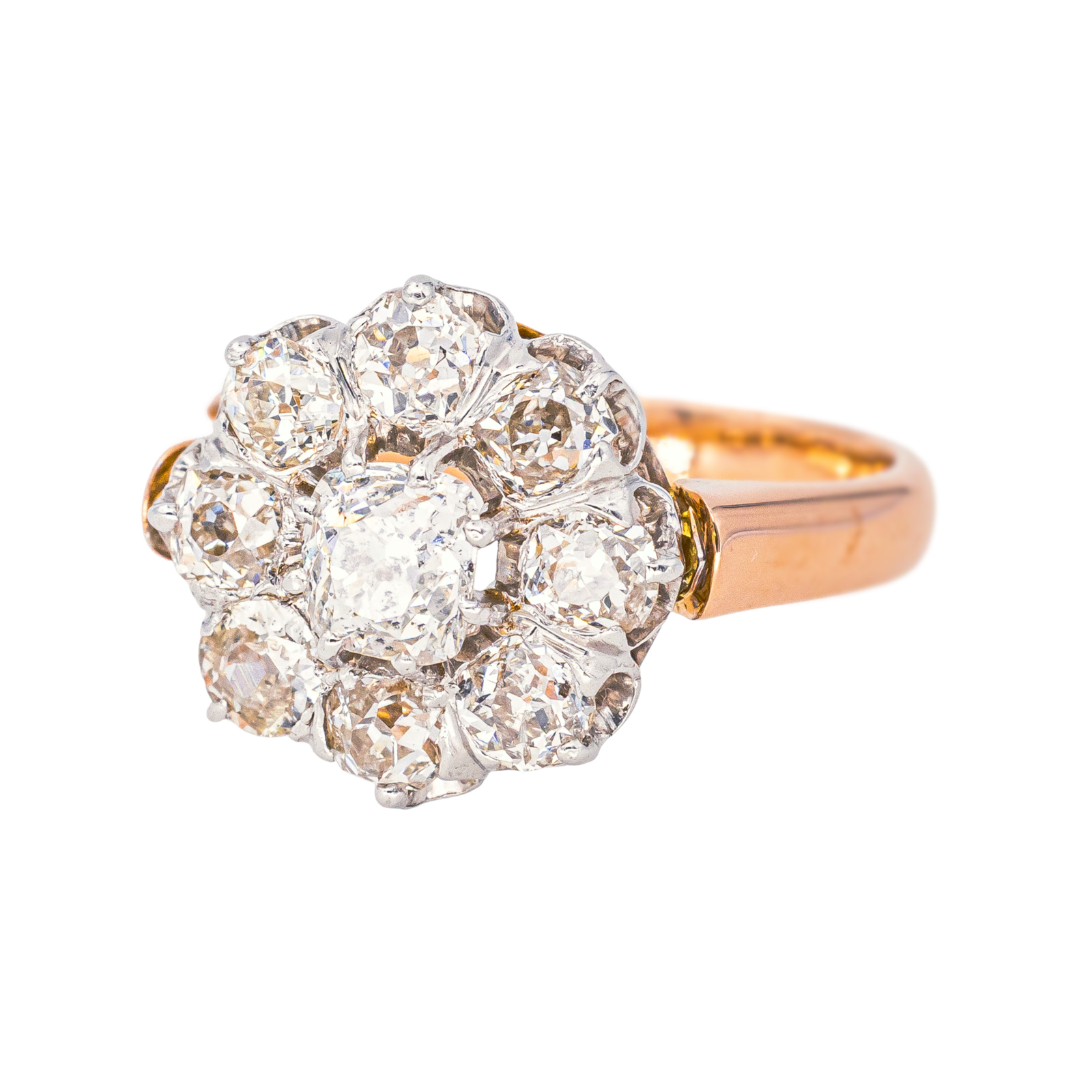Bague Marguerite Or rose, Platine Diamant