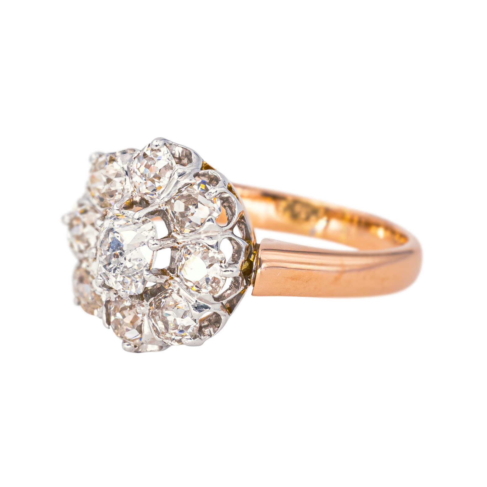 Bague Marguerite Or rose, Platine Diamant