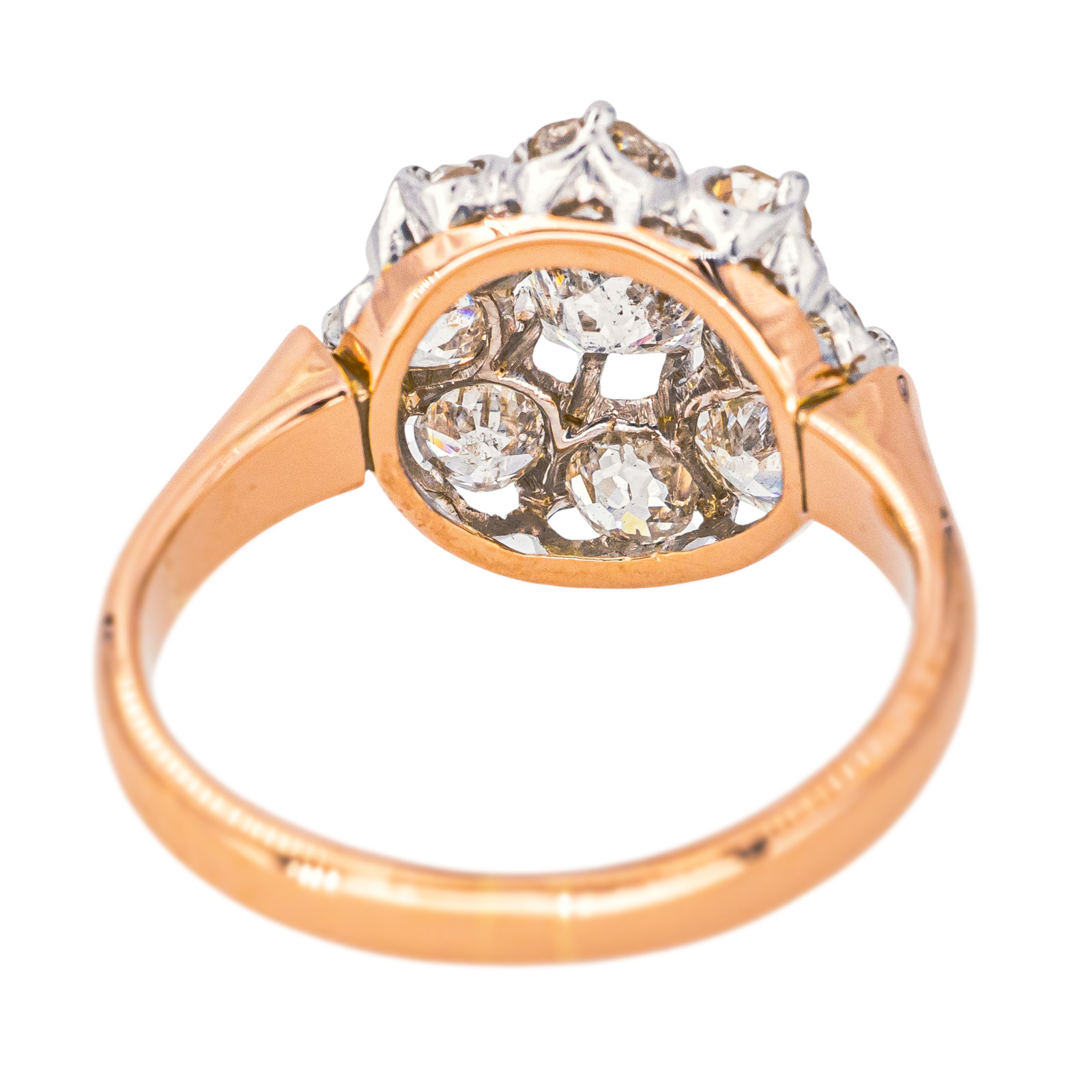 Bague Marguerite Or rose, Platine Diamant