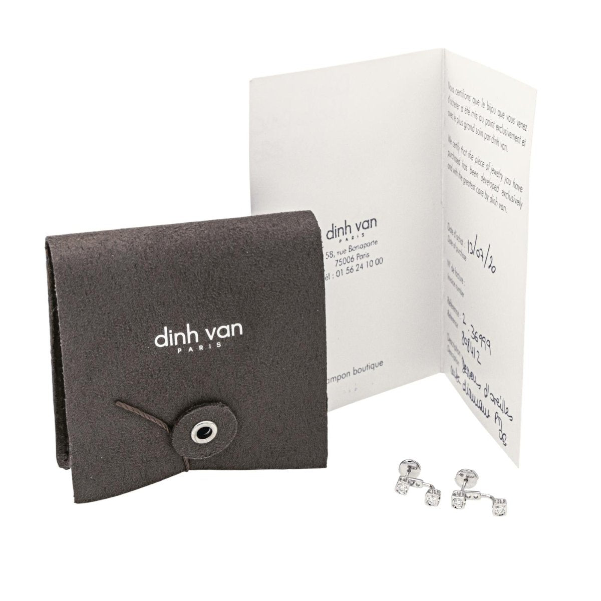 Dinh Van Boucles d'oreilles Cube Or blanc Diamant - Maison Eloe