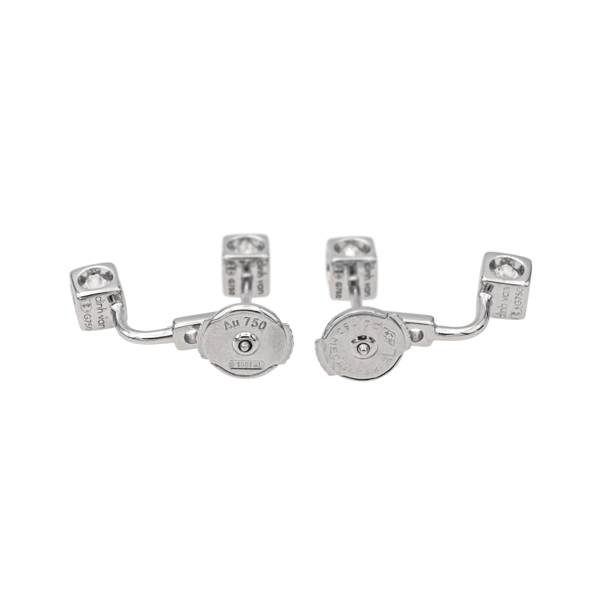 Dinh Van Boucles d'oreilles Cube Or blanc Diamant - Maison Eloe