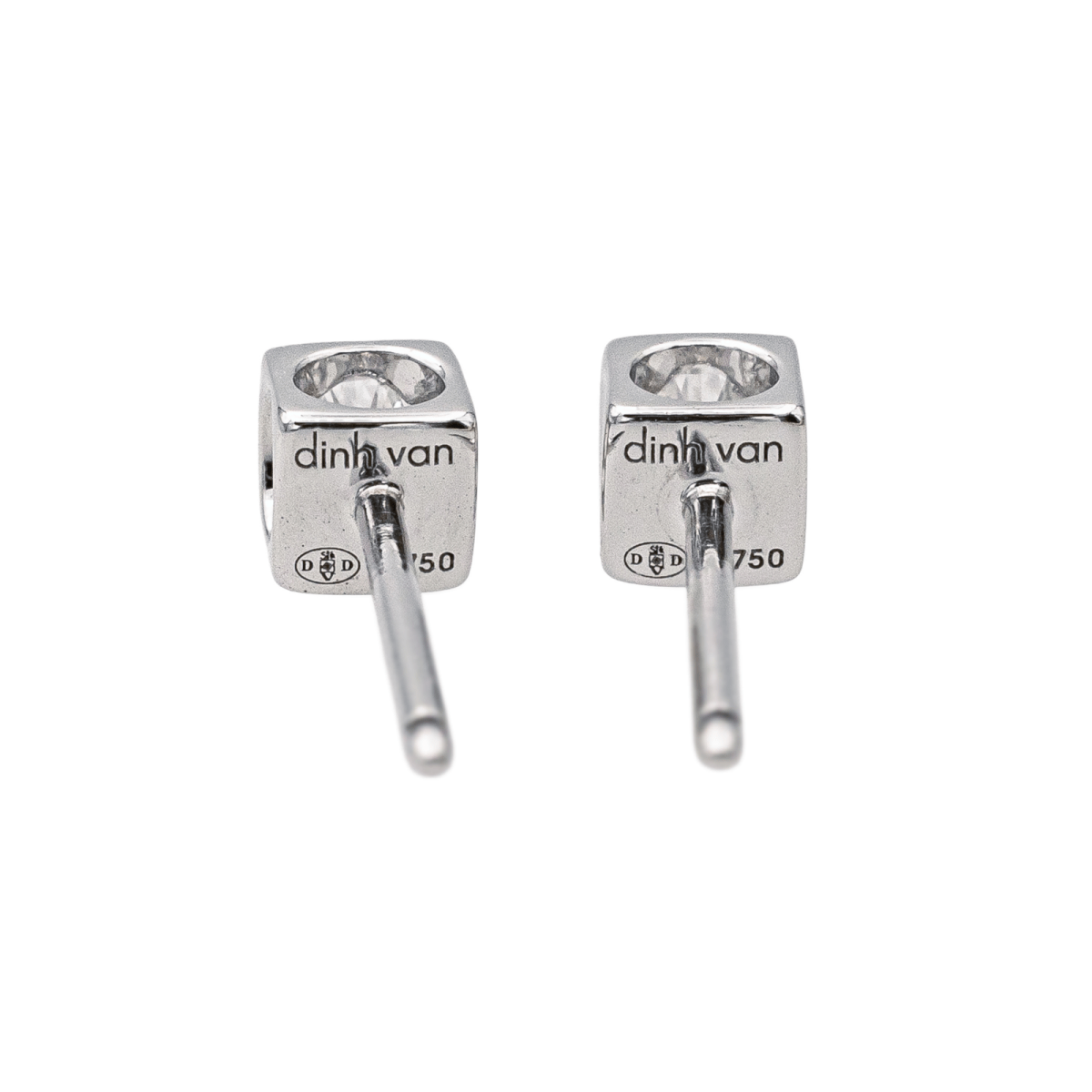 Dinh Van Boucles d'oreilles Cube Or blanc Diamant - Maison Eloe