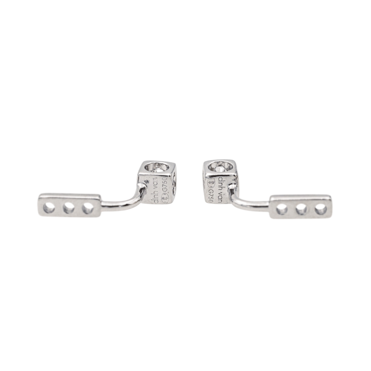Dinh Van Boucles d'oreilles Cube Or blanc Diamant - Maison Eloe
