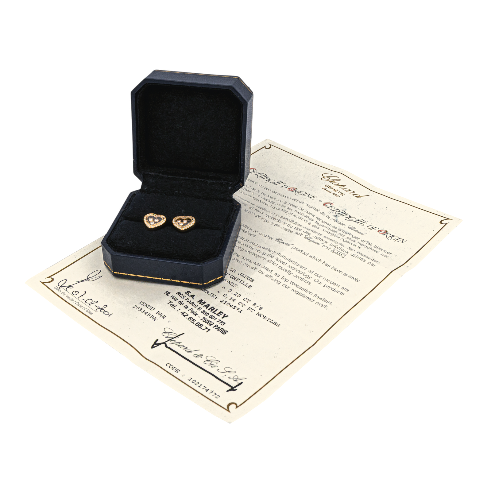 Chopard Boucles d'oreilles Happy diamonds Or jaune Diamant