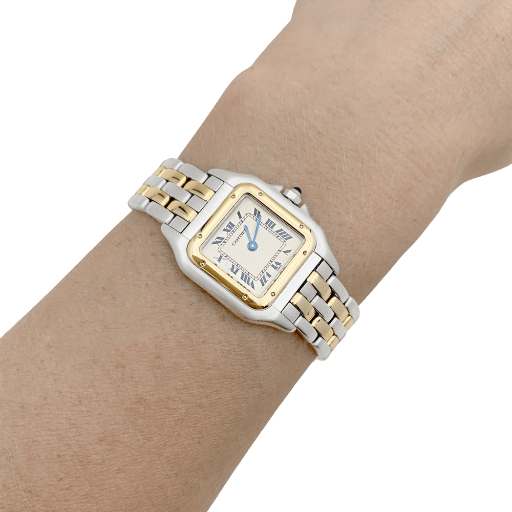 Montre Cartier, "Panthère", or jaune, acier.