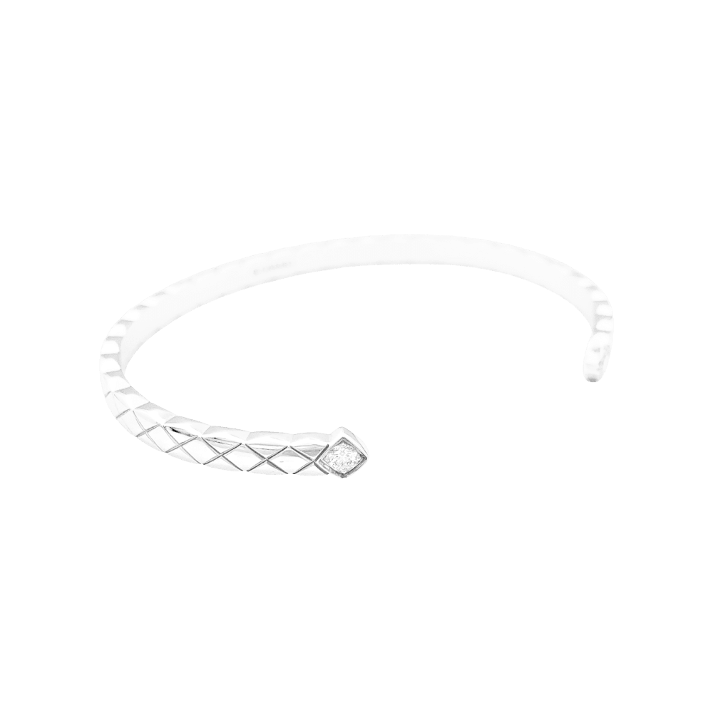 Bracelet Chanel, "Coco Crush", or blanc, diamants.