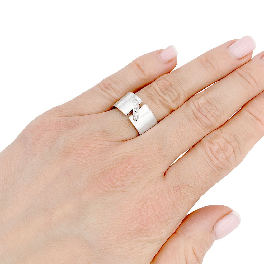 Bague Chaumet,"Liens", or blanc et diamants, lien unique. - Maison Eloe