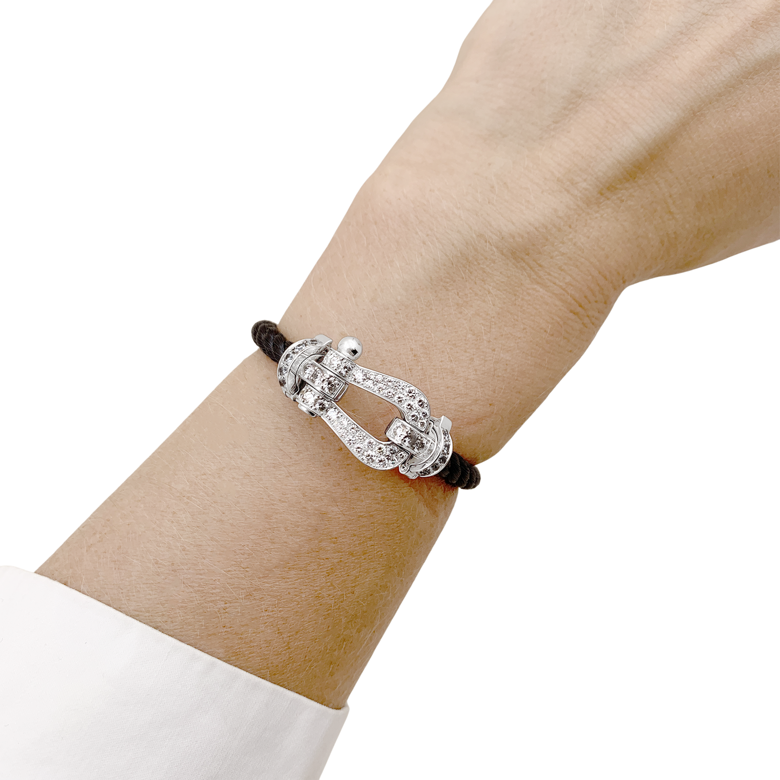 Bracelet Fred, "Force 10" or blanc, diamants.