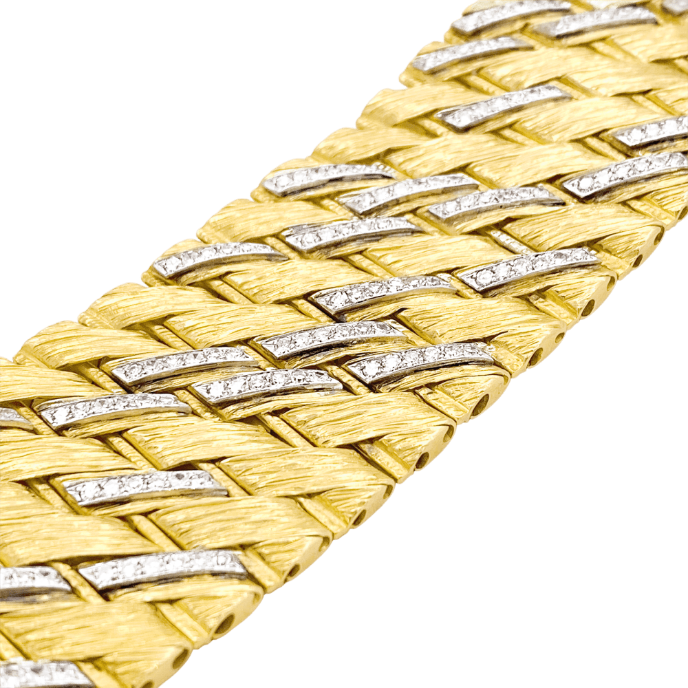 Bracelet Sterlé Paris, or jaune, platine, diamants.