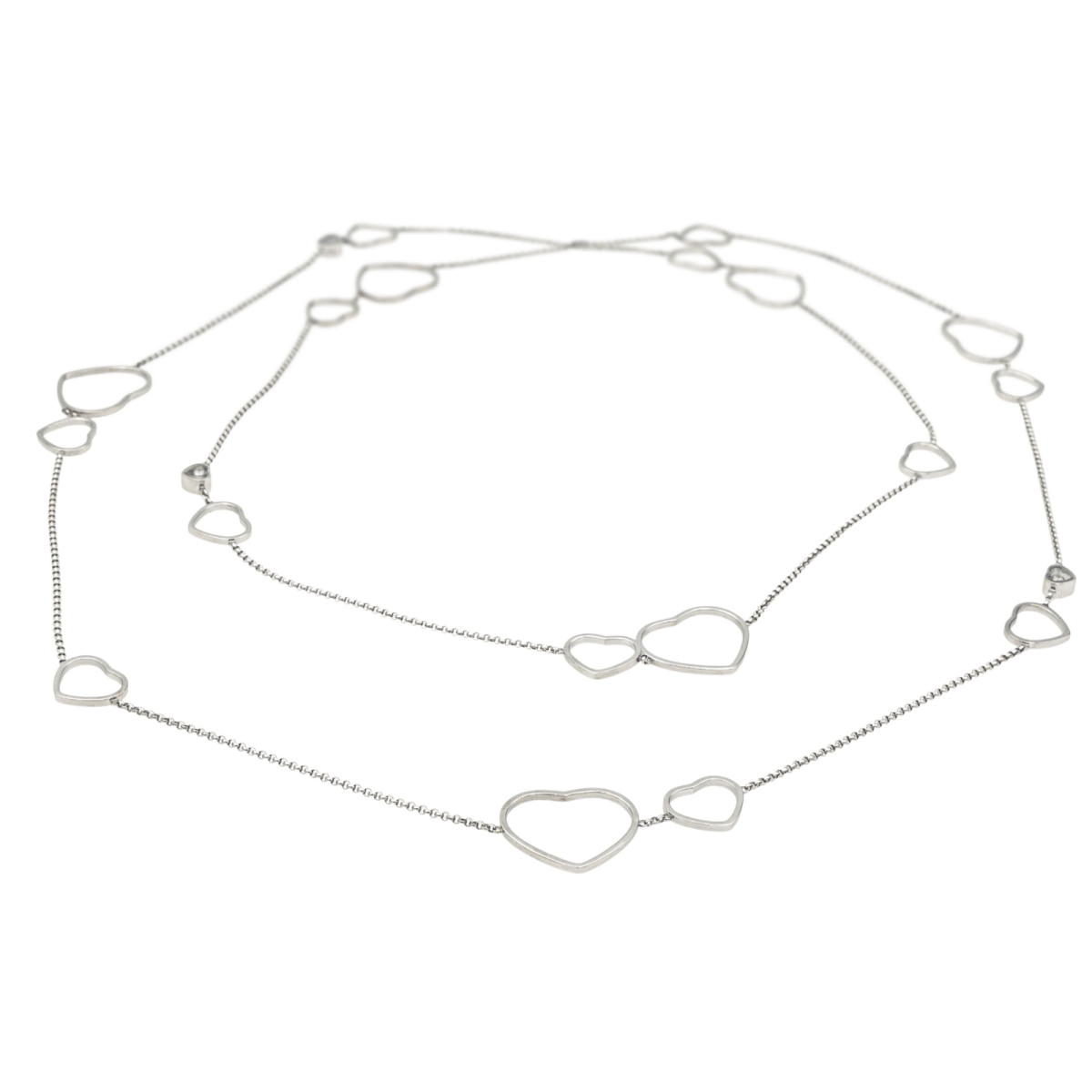 Chopard Collier Sautoir Happy Heart Or blanc Diamant - Maison Eloe