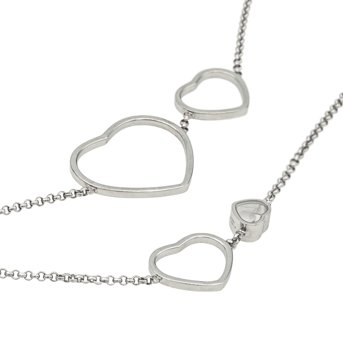 Chopard Collier Sautoir Happy Heart Or blanc Diamant - Maison Eloe