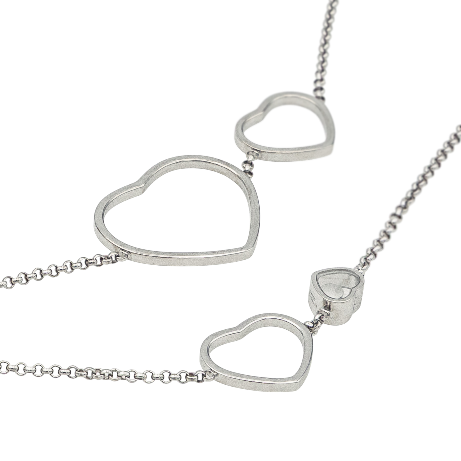 Chopard Collier Sautoir Happy Heart Or blanc Diamant