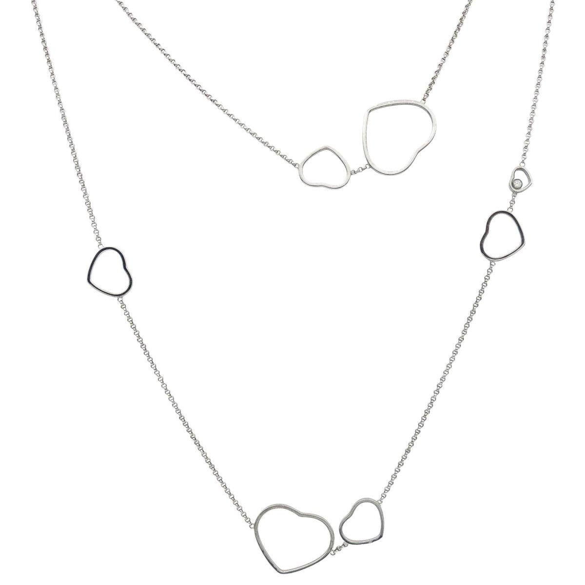 Chopard Collier Sautoir Happy Heart Or blanc Diamant - Maison Eloe
