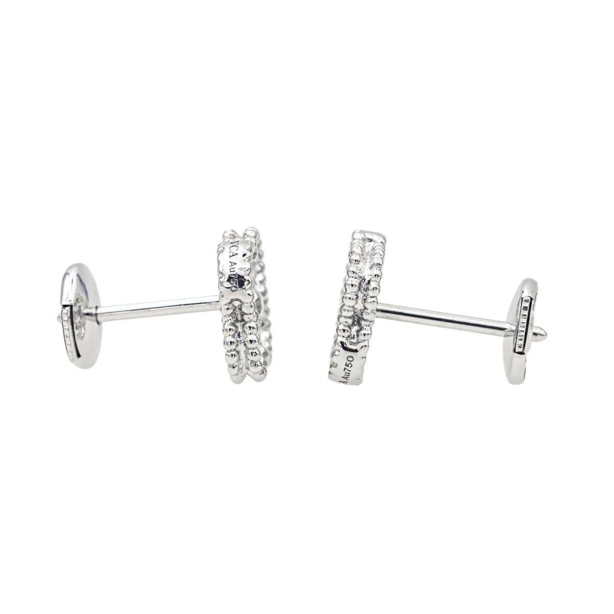 Van Cleef & Arpels Boucles d'oreilles Puces Sweet Alhambra Or blanc Diamant - Maison Eloe