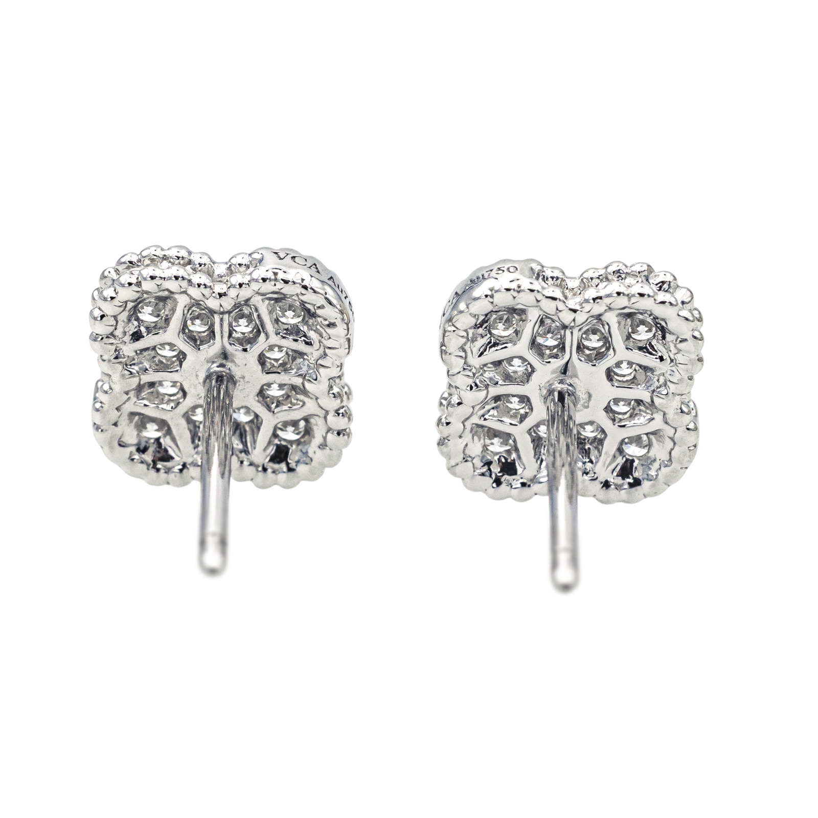 Van Cleef & Arpels Boucles d'oreilles Puces Sweet Alhambra Or blanc Diamant