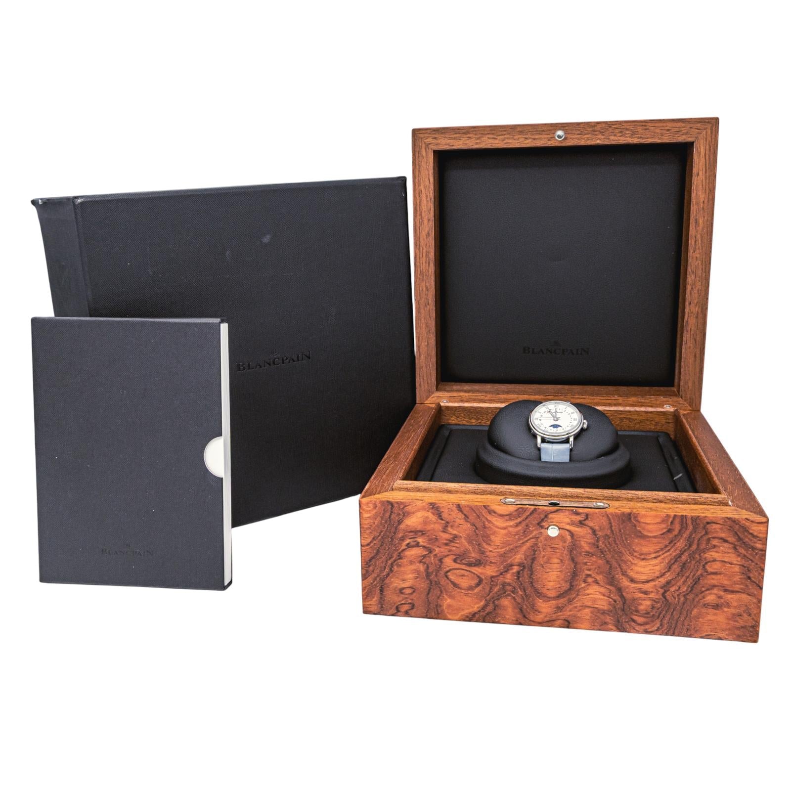 Montre Blancpain modèle Villeret acier Quantième Phases de Lune, réf 6106 1127 95A,occasion de 2020 vendue full set