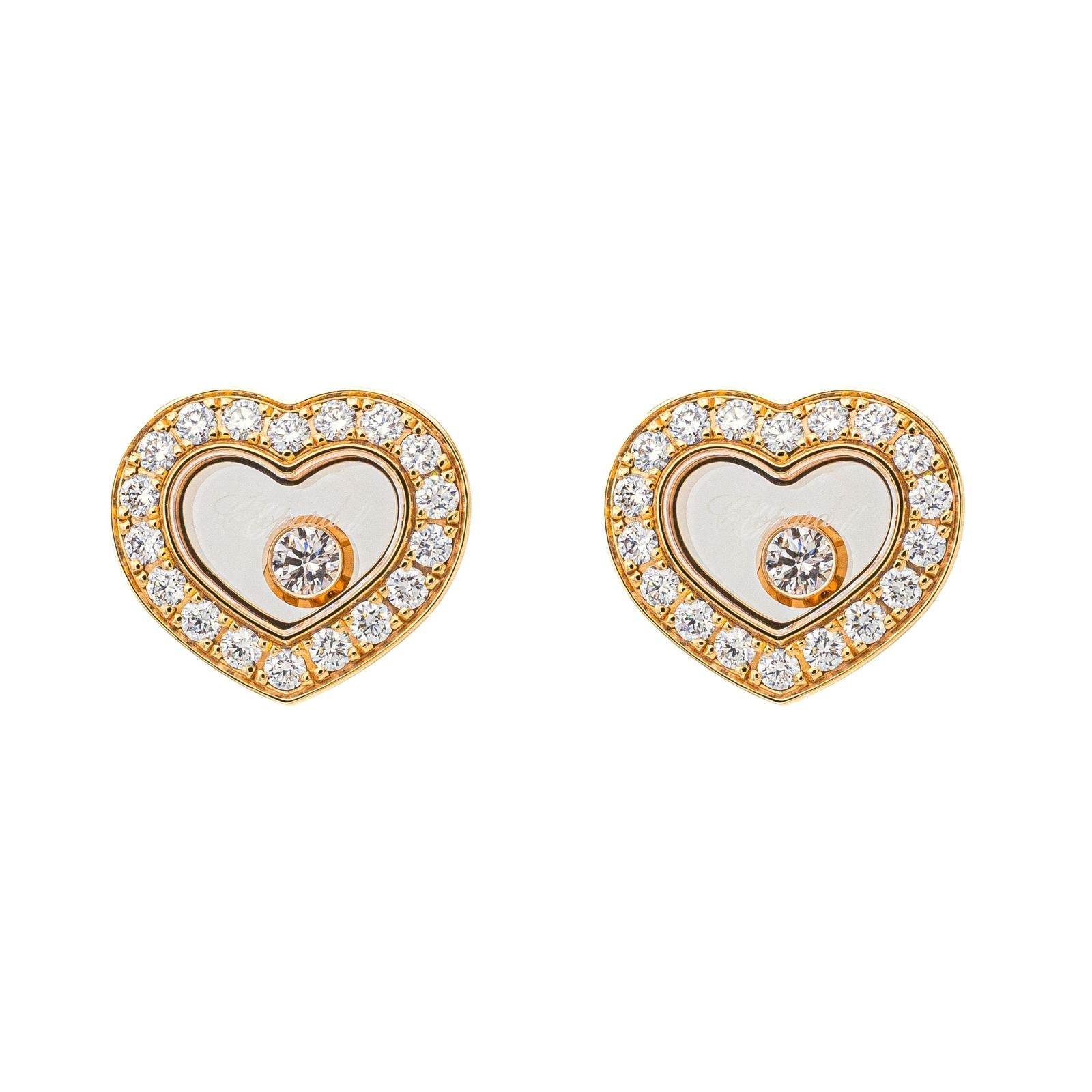 Chopard Boucles d'oreilles Happy diamonds Or rose Diamant