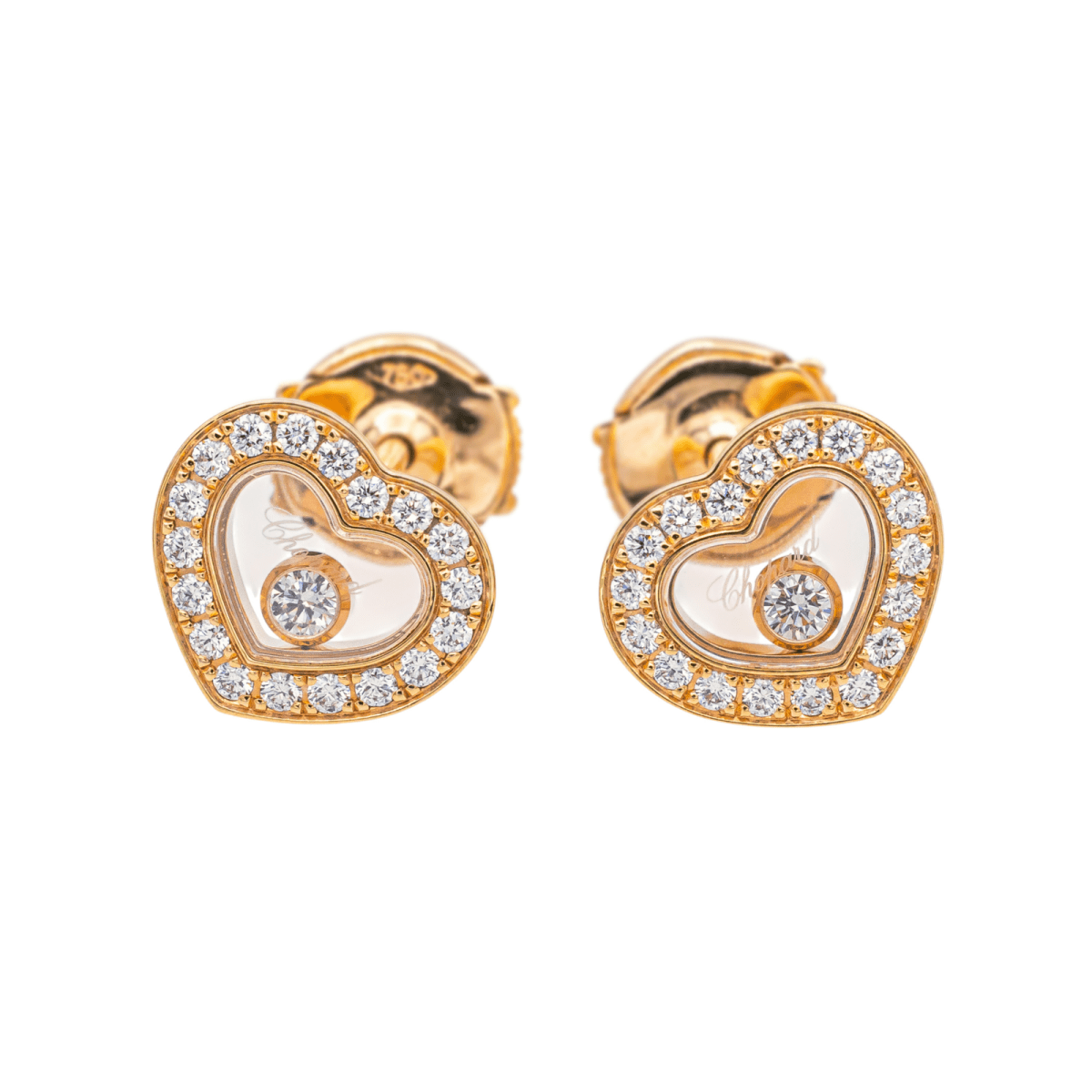 Chopard Boucles d'oreilles Happy diamonds Or rose Diamant - Maison Eloe