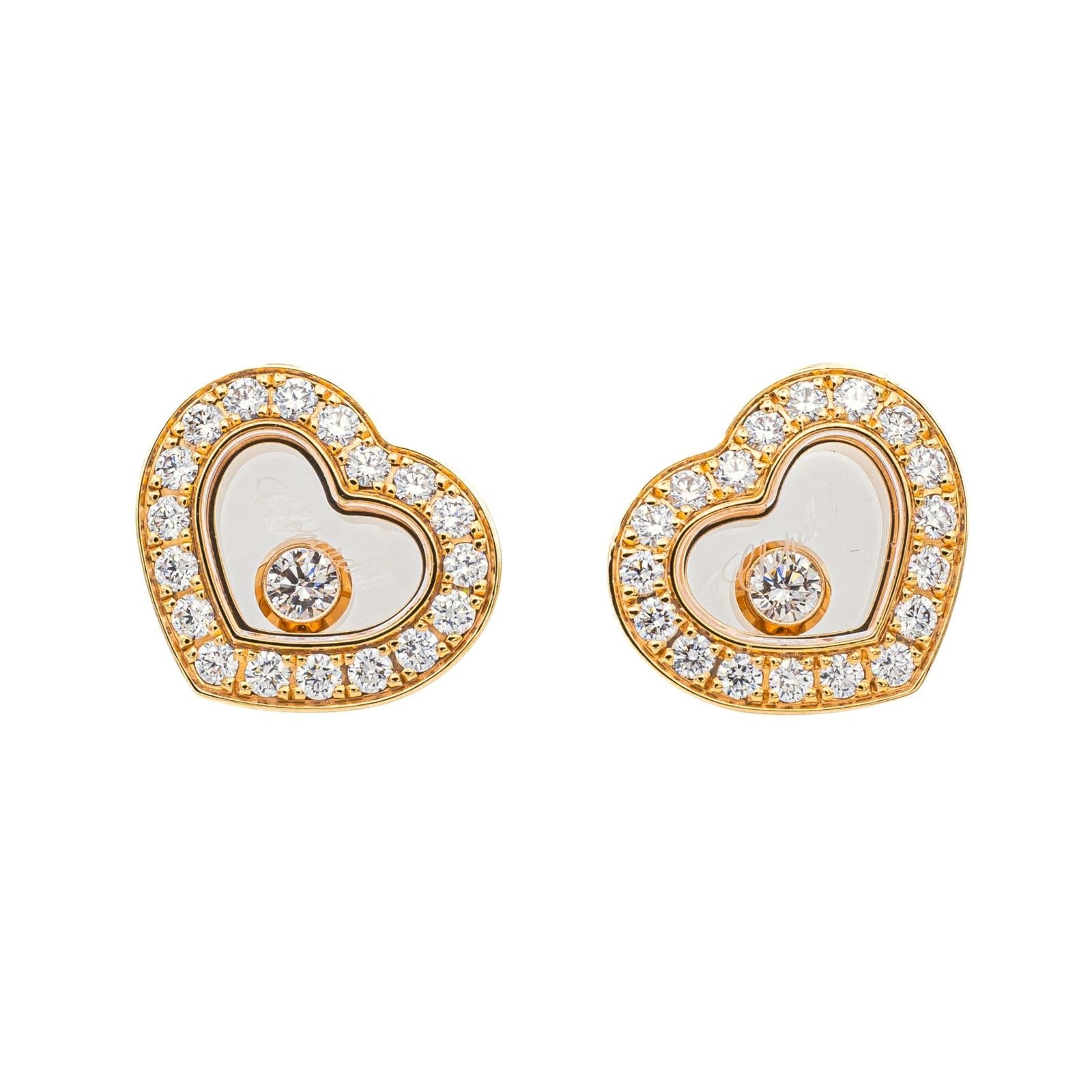 Chopard Boucles d'oreilles Happy diamonds Or rose Diamant