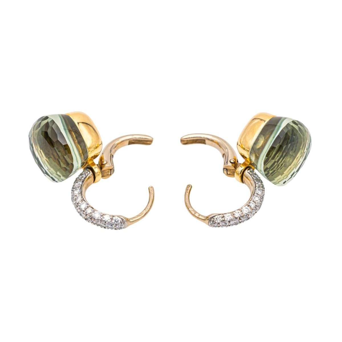 Pomellato Boucles d'oreilles Nudo Or blanc, Or rose Prasiolite - Maison Eloe