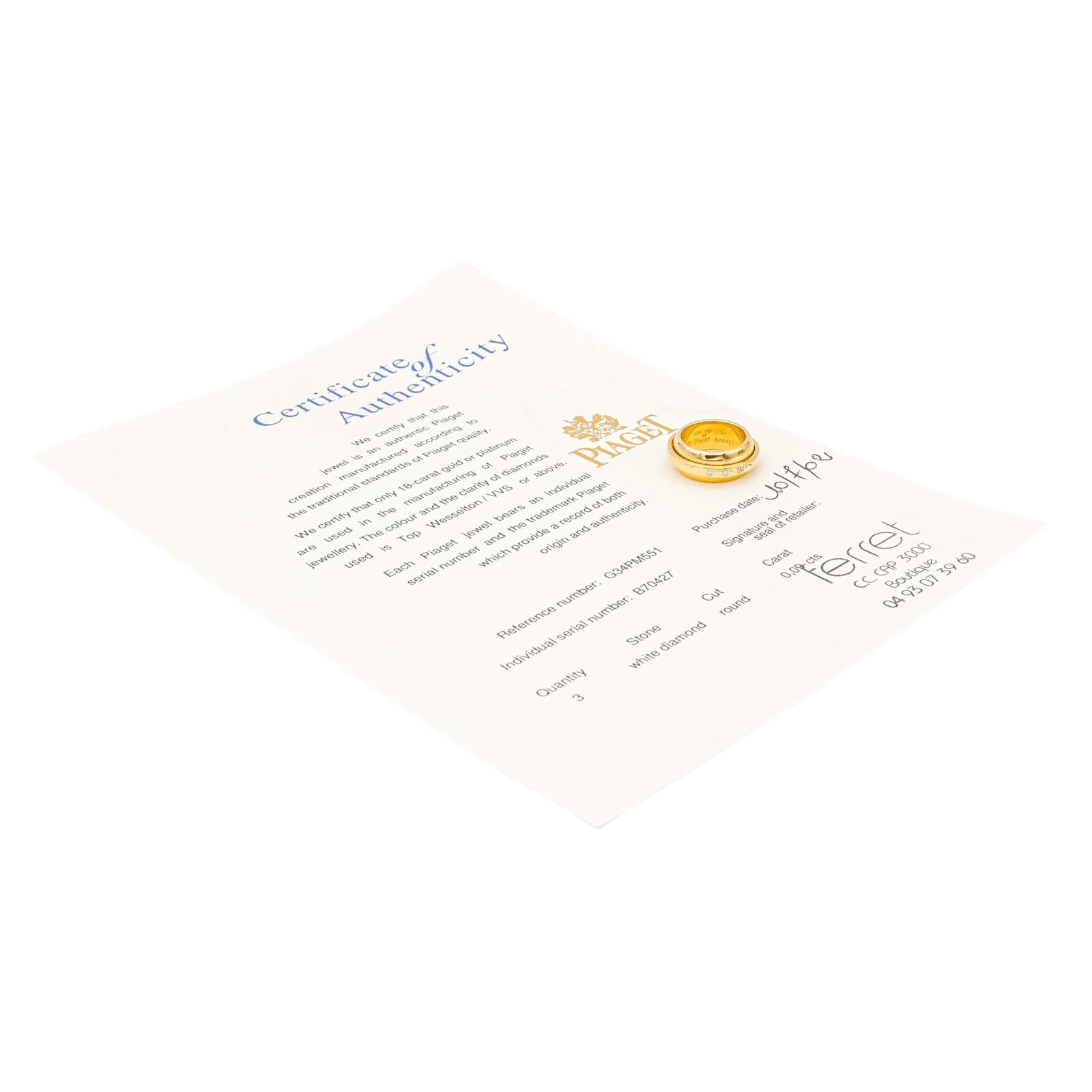 Piaget Bague Possession swing Or jaune  Diamant