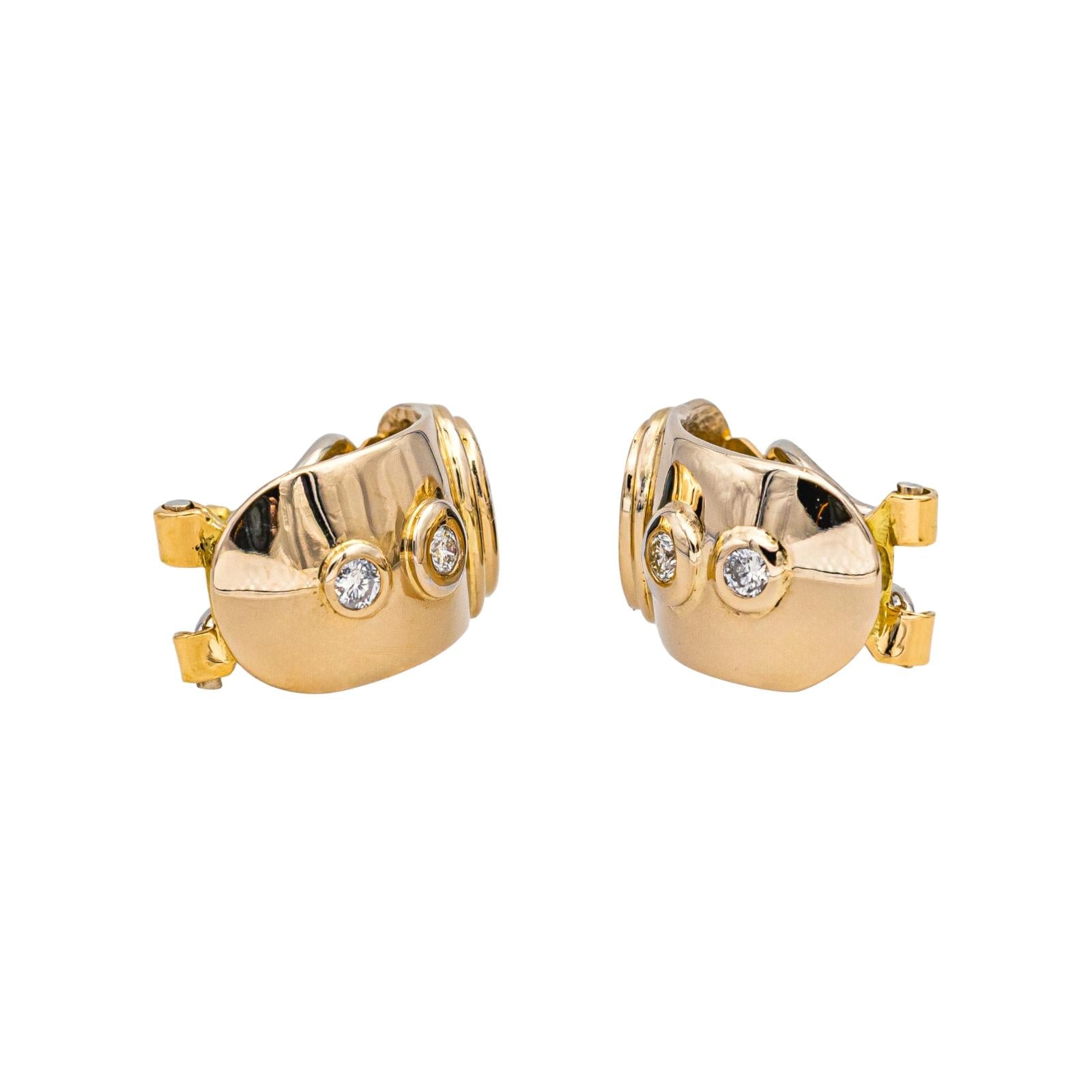 Boucles d'oreilles Dormeuses Or jaune Saphir, Diamant