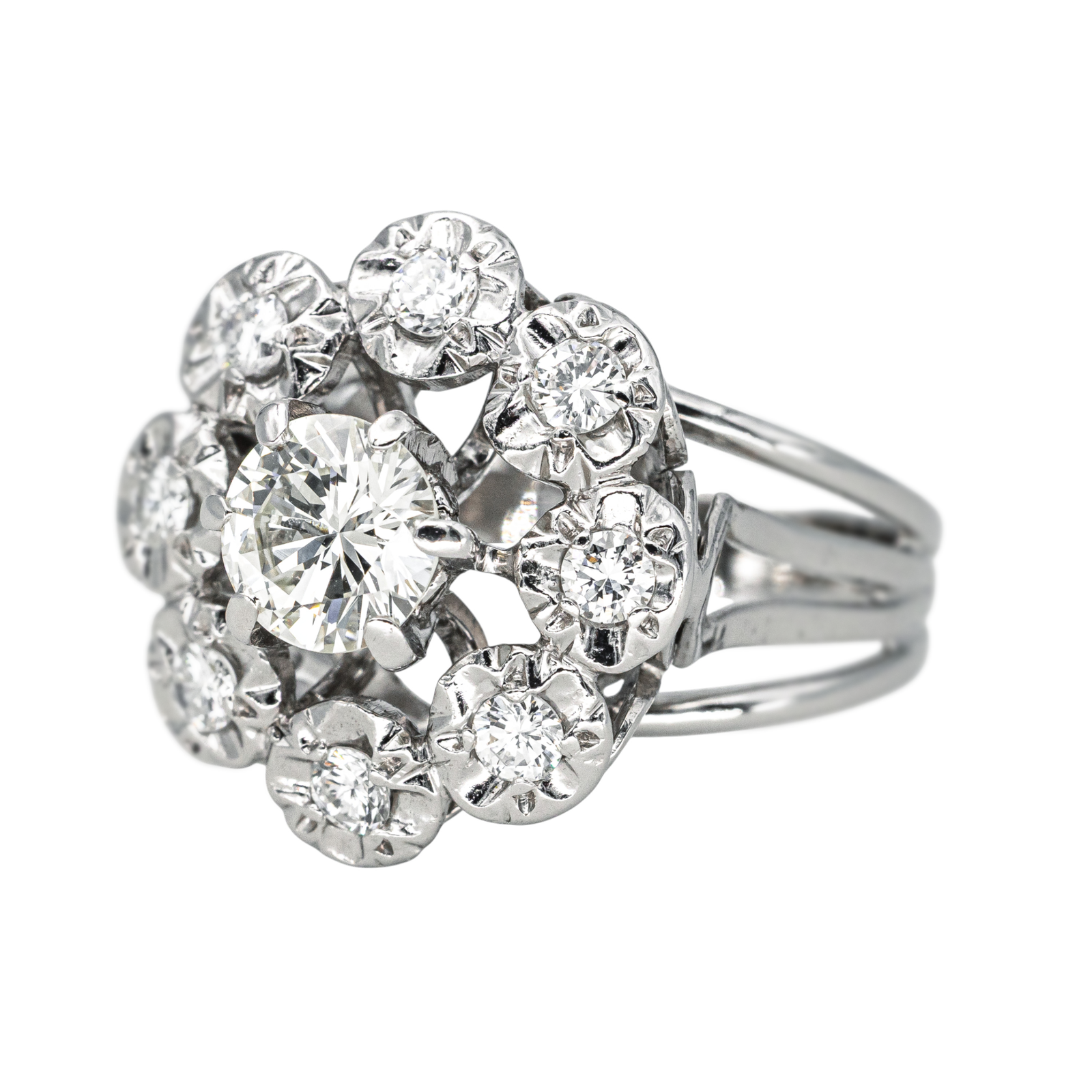 Bague Marguerite Or blanc, Platine Diamant