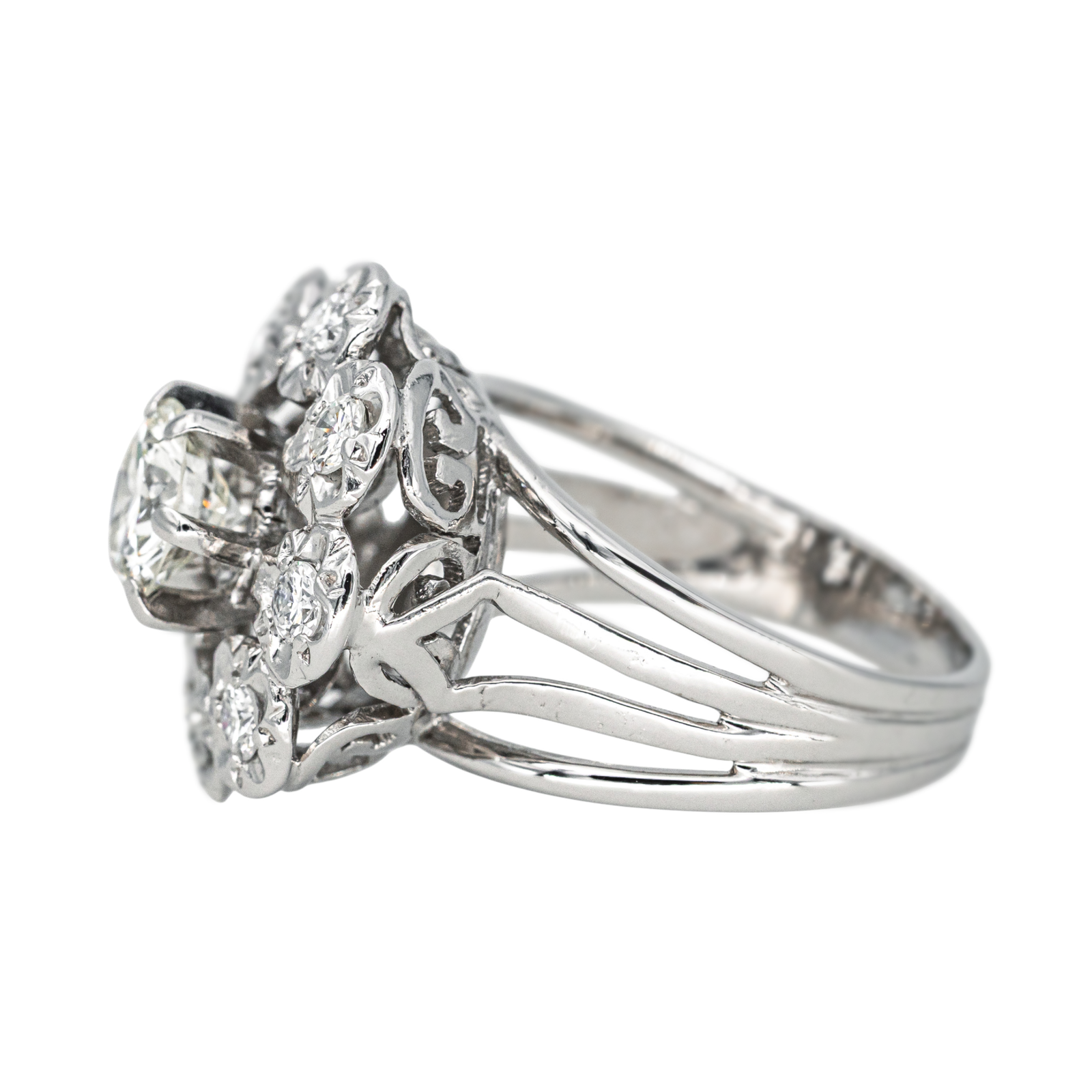 Bague Marguerite Or blanc, Platine Diamant