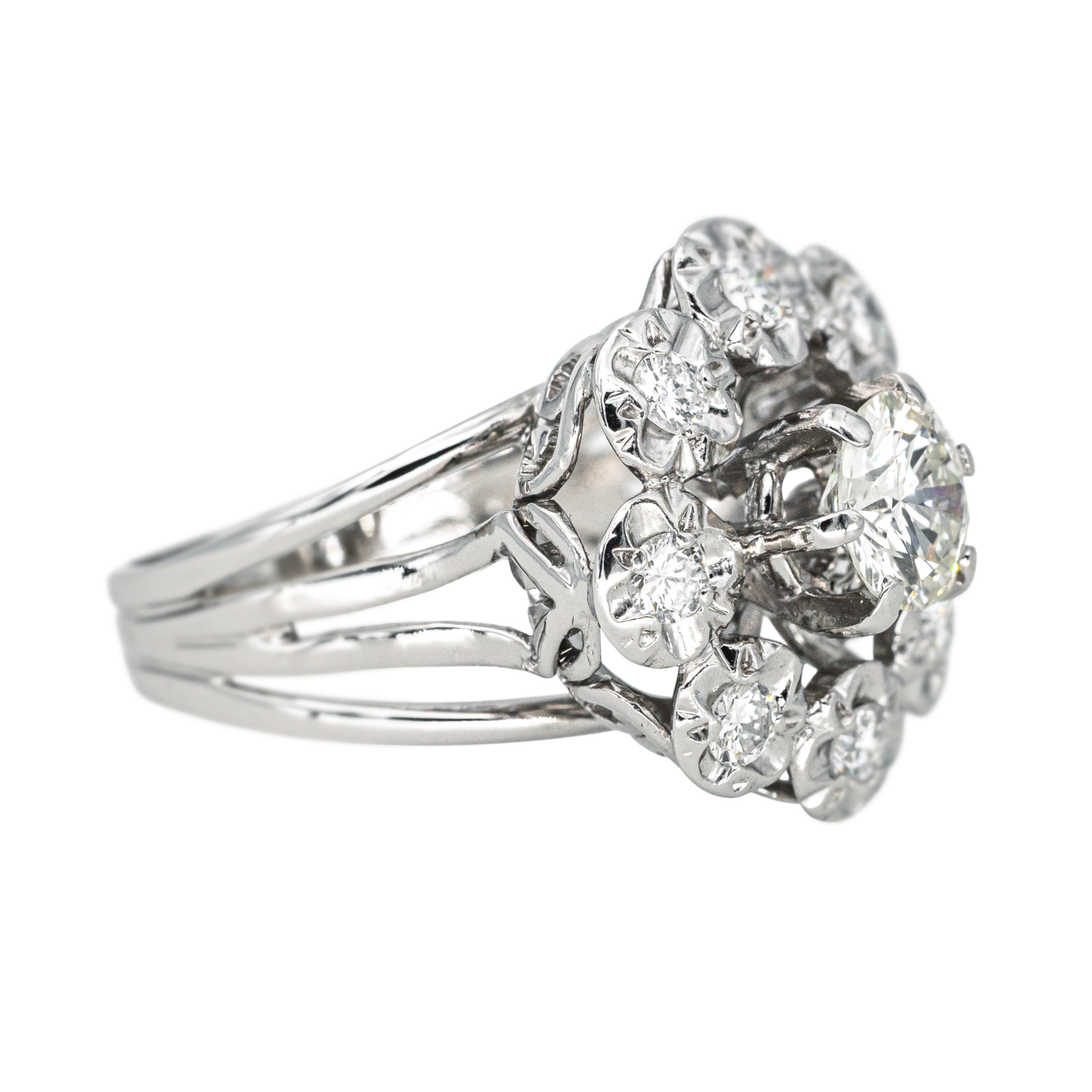 Bague Marguerite Or blanc, Platine Diamant