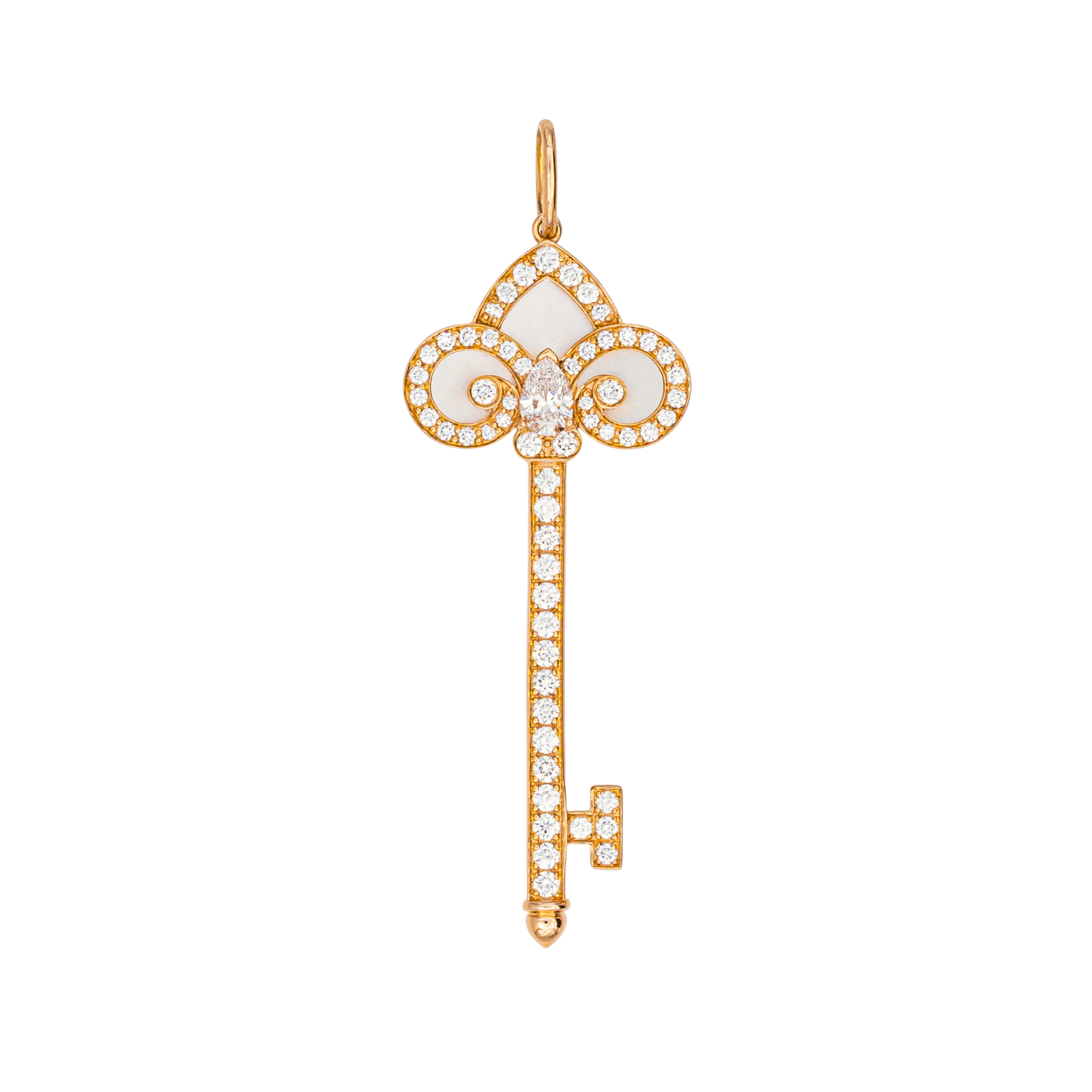 Tiffany & co Pendentif Clé fleur de lys Or rose Diamant, Nacre