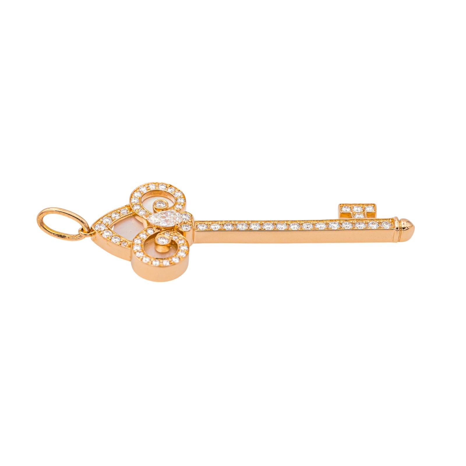 Tiffany & co Pendentif Clé fleur de lys Or rose Diamant, Nacre