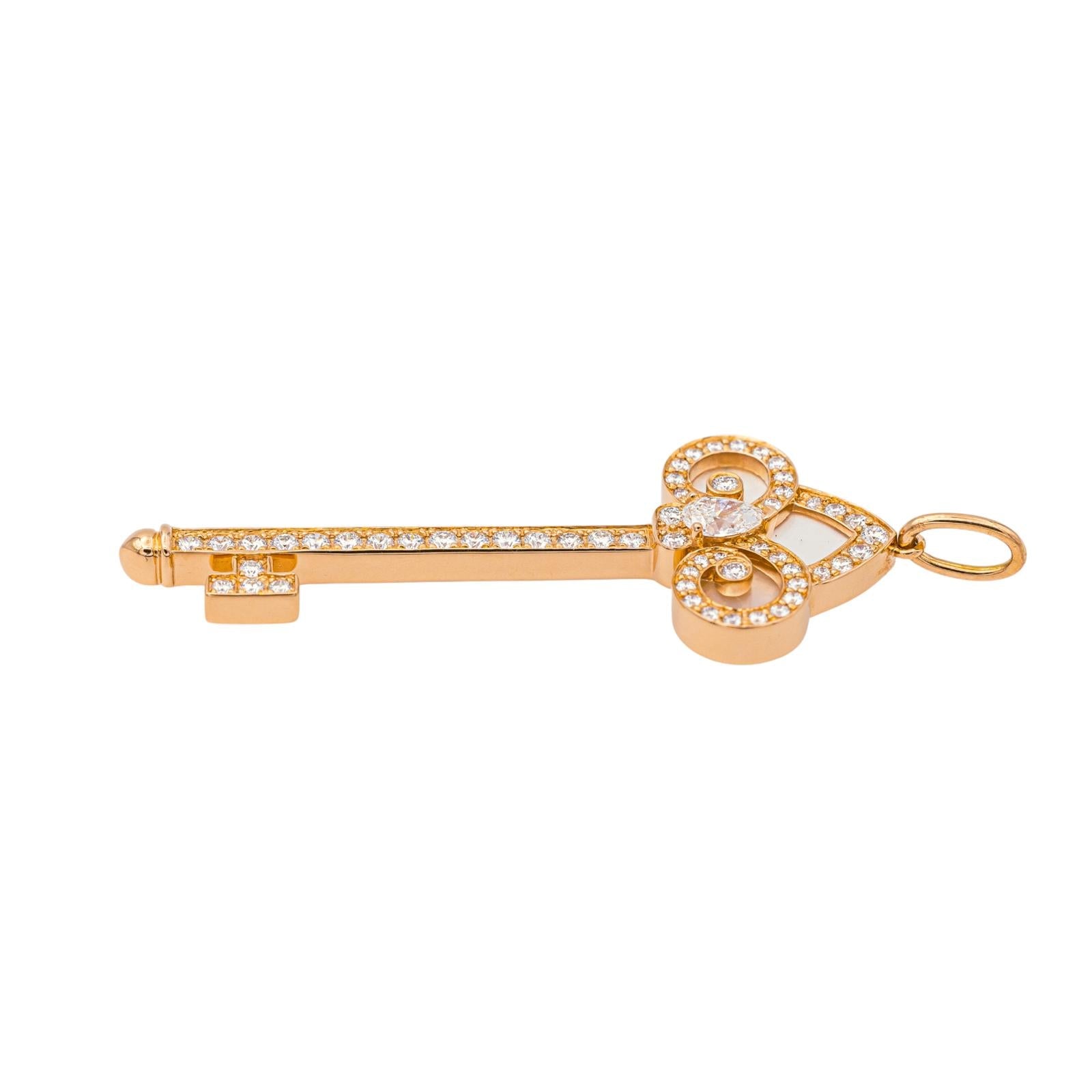 Tiffany & co Pendentif Clé fleur de lys Or rose Diamant, Nacre