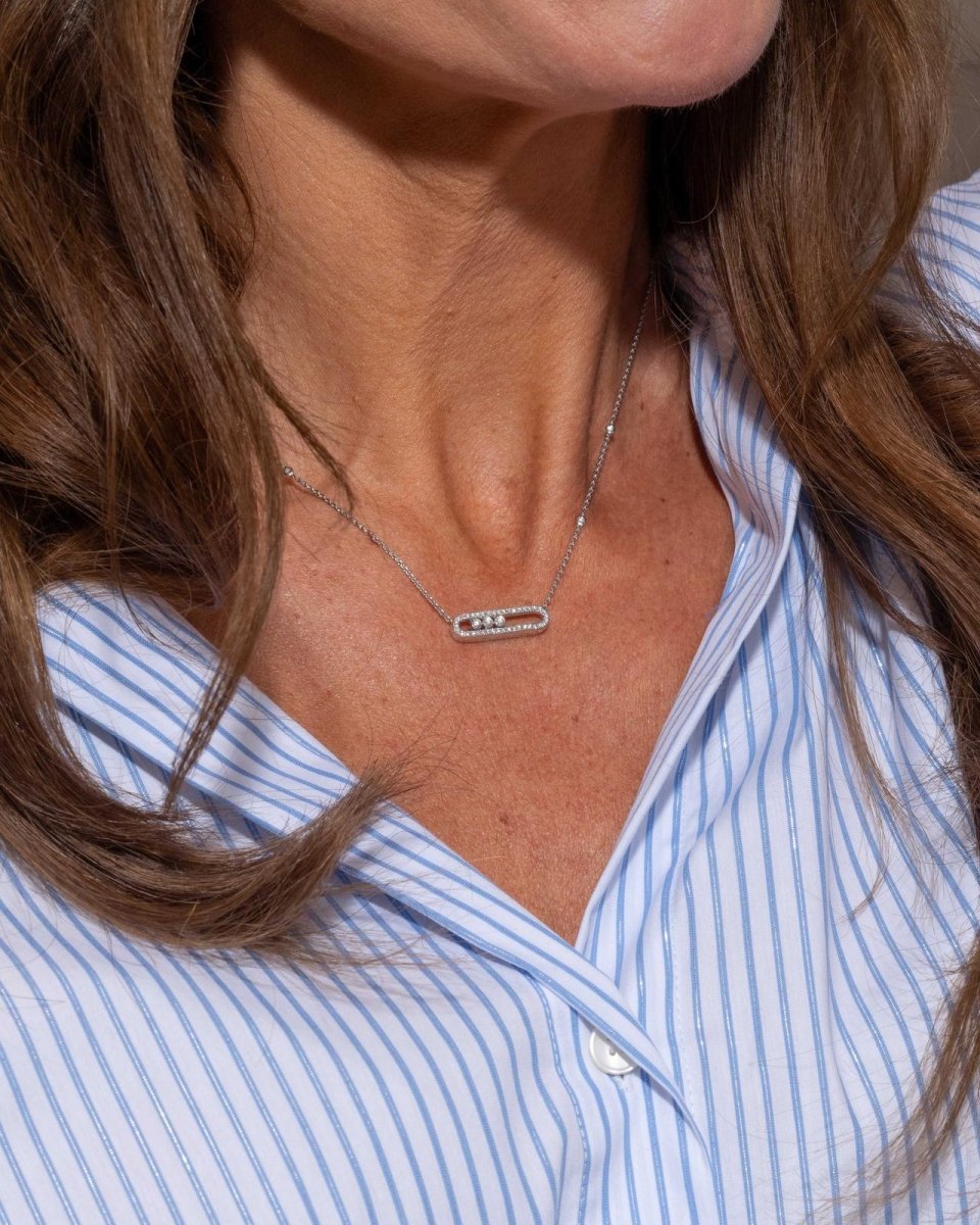 Messika Collier Baby Move Pavé Or blanc Diamant - Maison Eloe