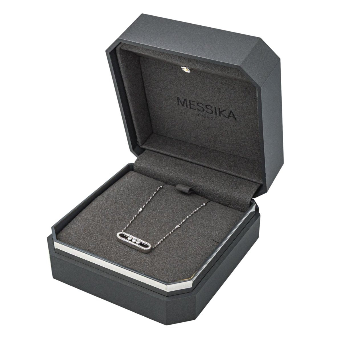 Messika Collier Baby Move Pavé Or blanc Diamant - Maison Eloe
