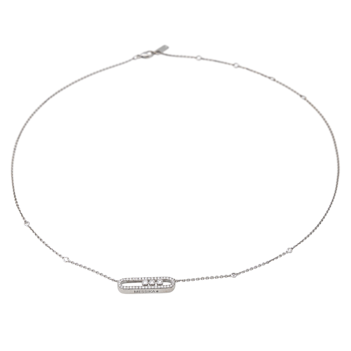Messika Collier Baby Move Pavé Or blanc Diamant - Maison Eloe